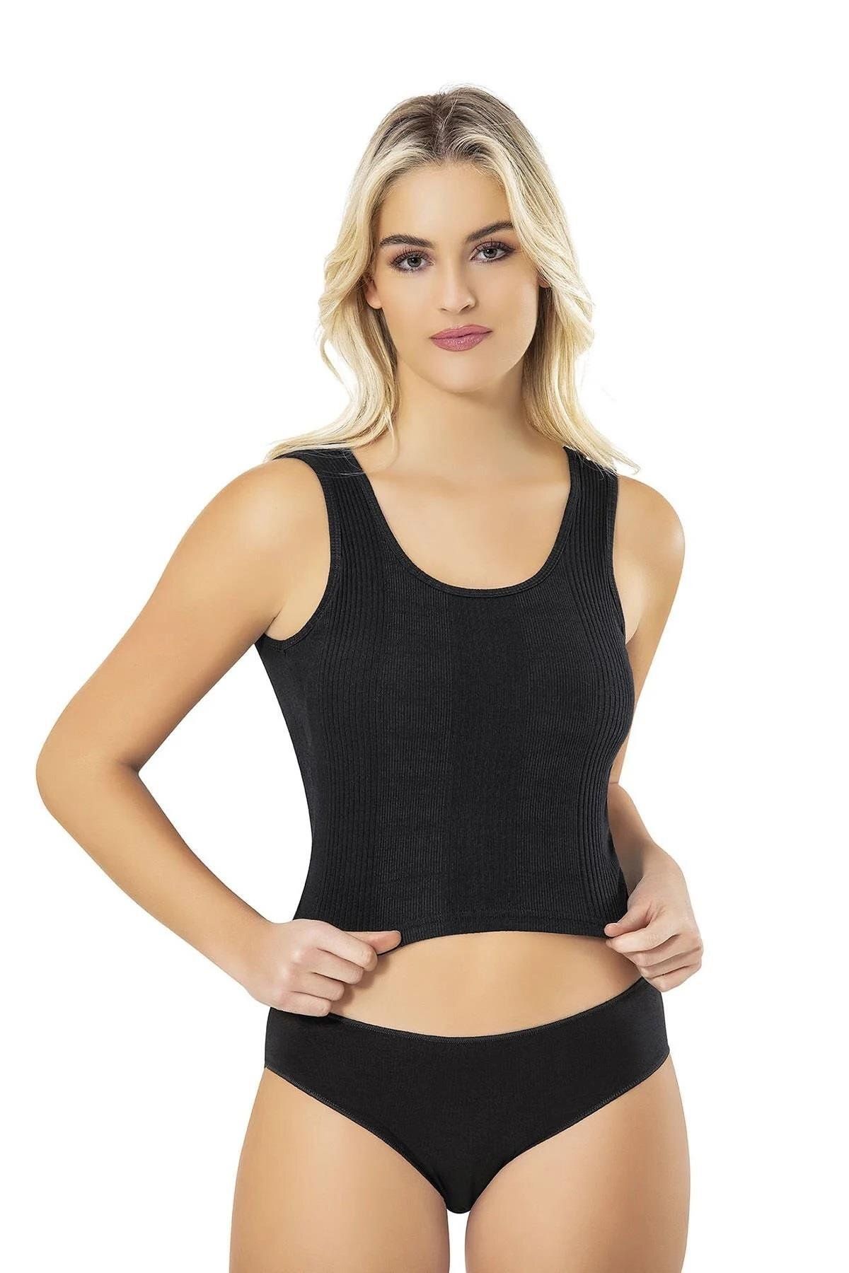 Cansoy Fitilli Penye Kaşkorse Pedli Siyah Crop 6808