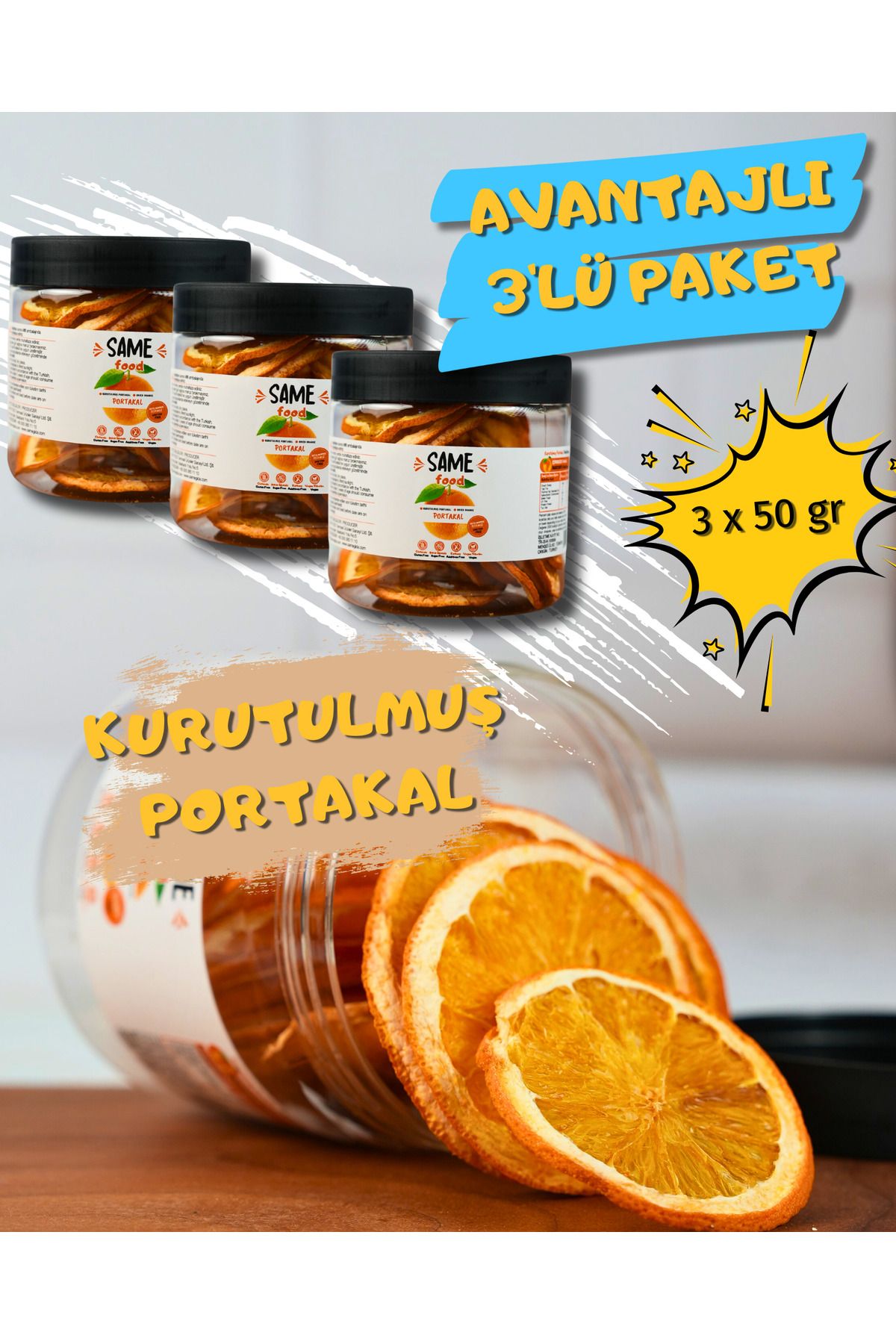 same food Doğal Katkısız Kurutulmuş portakal Dilimleri 50gr Glutensiz Şekersiz Vegan Atıştırmalık portakal