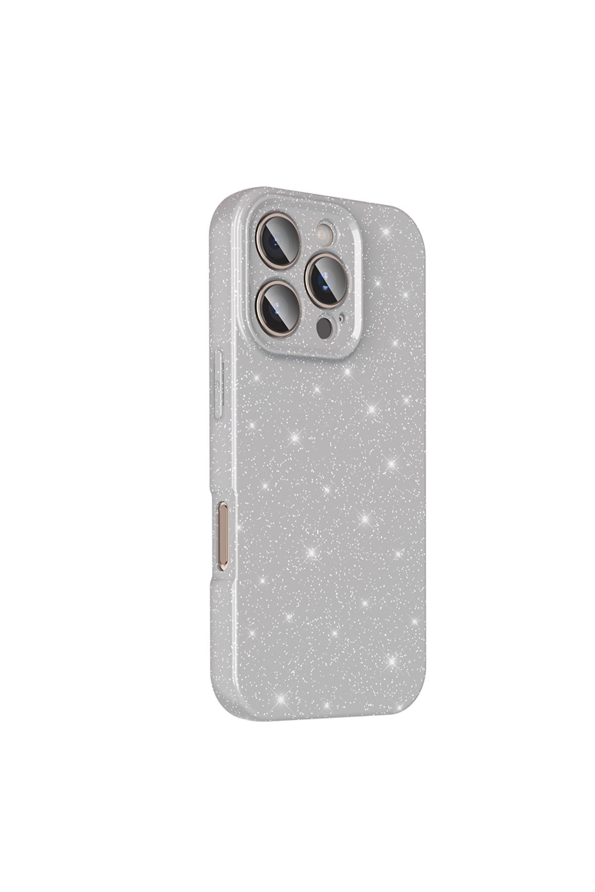 Gpack iPhone 16 Pro Max uyumlu Kılıf Koton Simli Silikon Arka Kapak Kamera Korumalı Gümüş