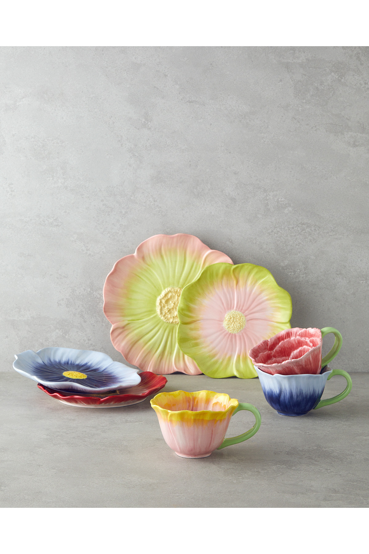 English Home Flowerella Dolomite Pasta Tabağı 21 cm Yeşil-Pembe