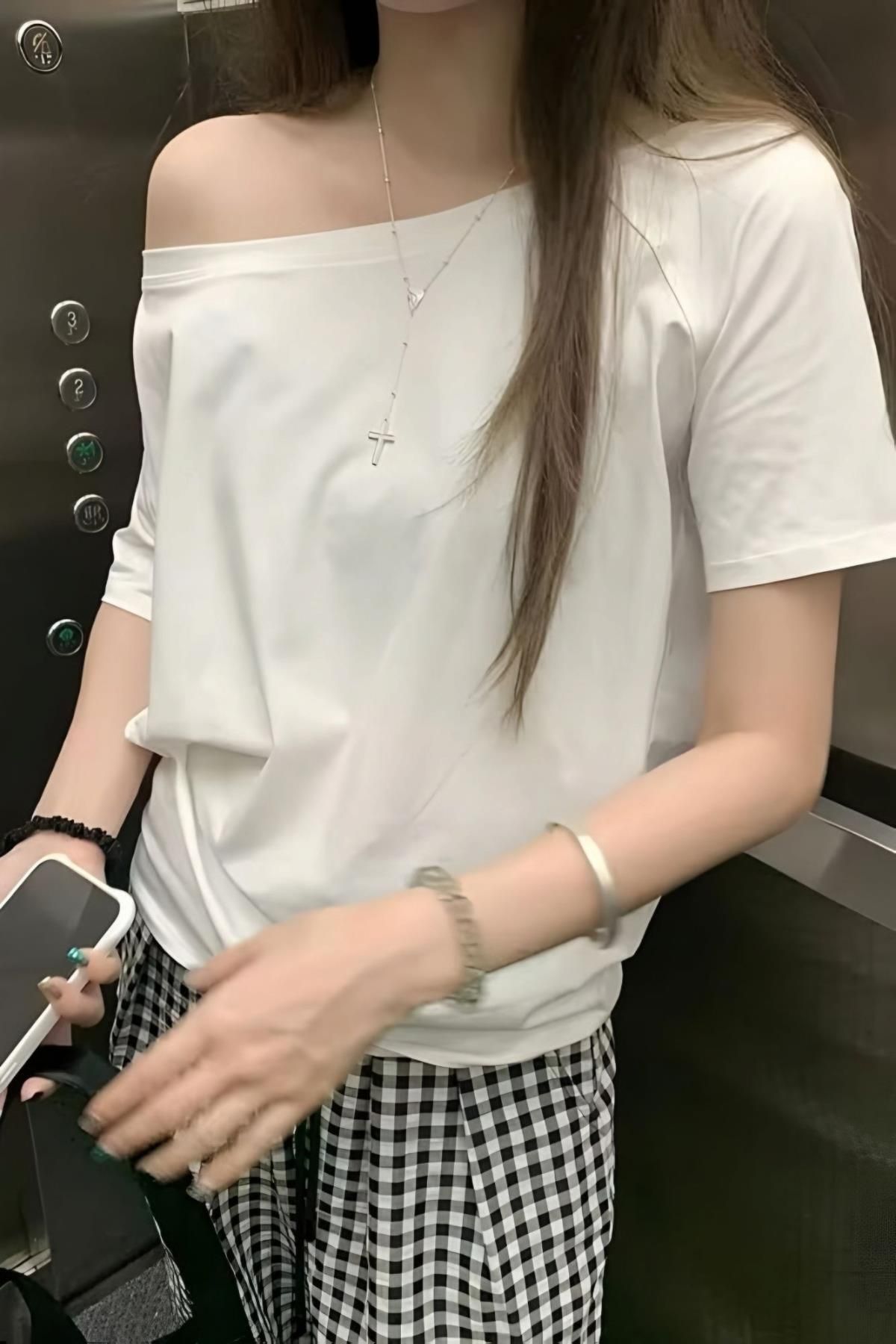 Carpe White Düşük Omuz Oversize T-shirt