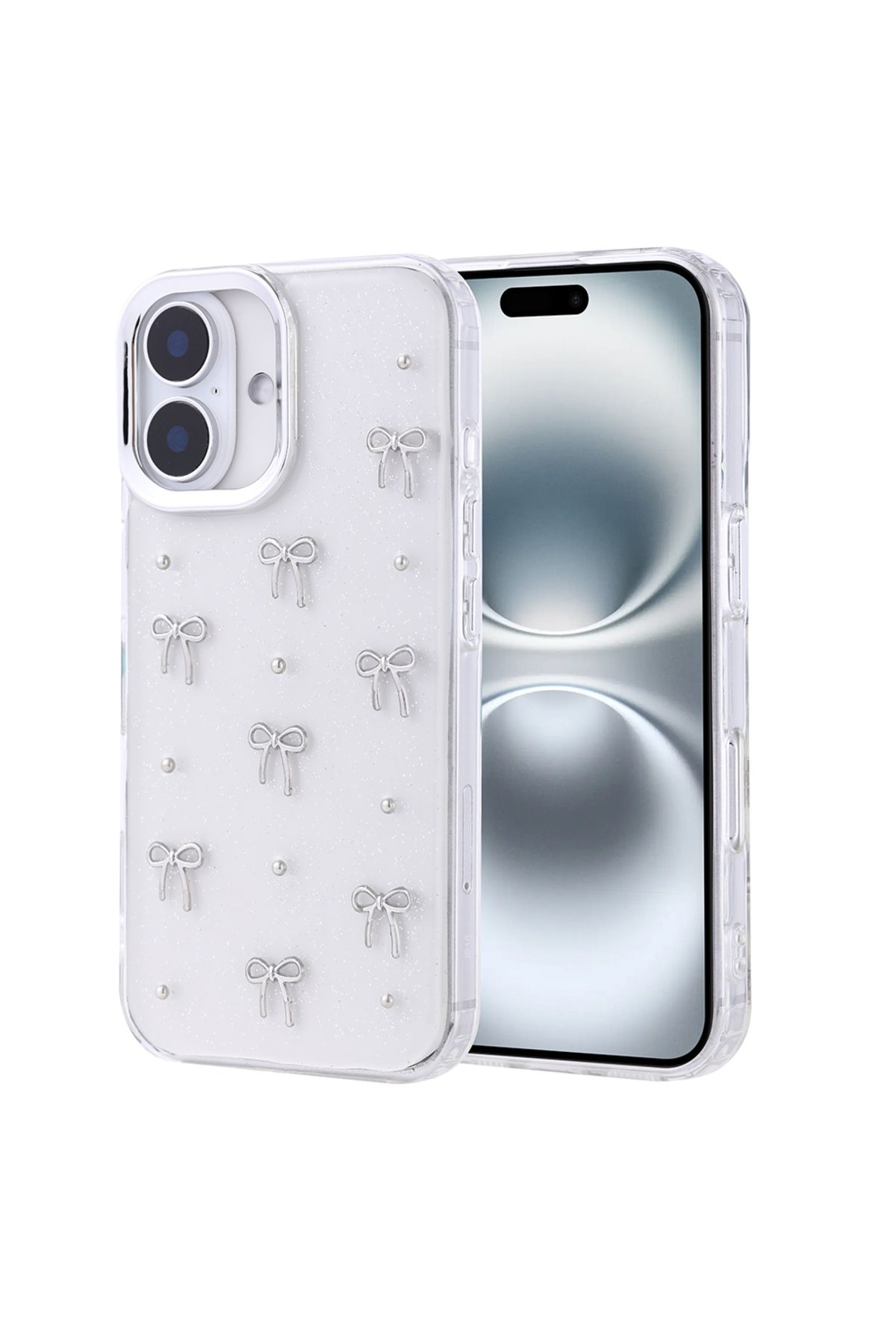 Gpack iPhone 16 Pro uyumlu Kılıf Kenarlar Airbagli Simli Şeffaf Kutup Kapak Gri