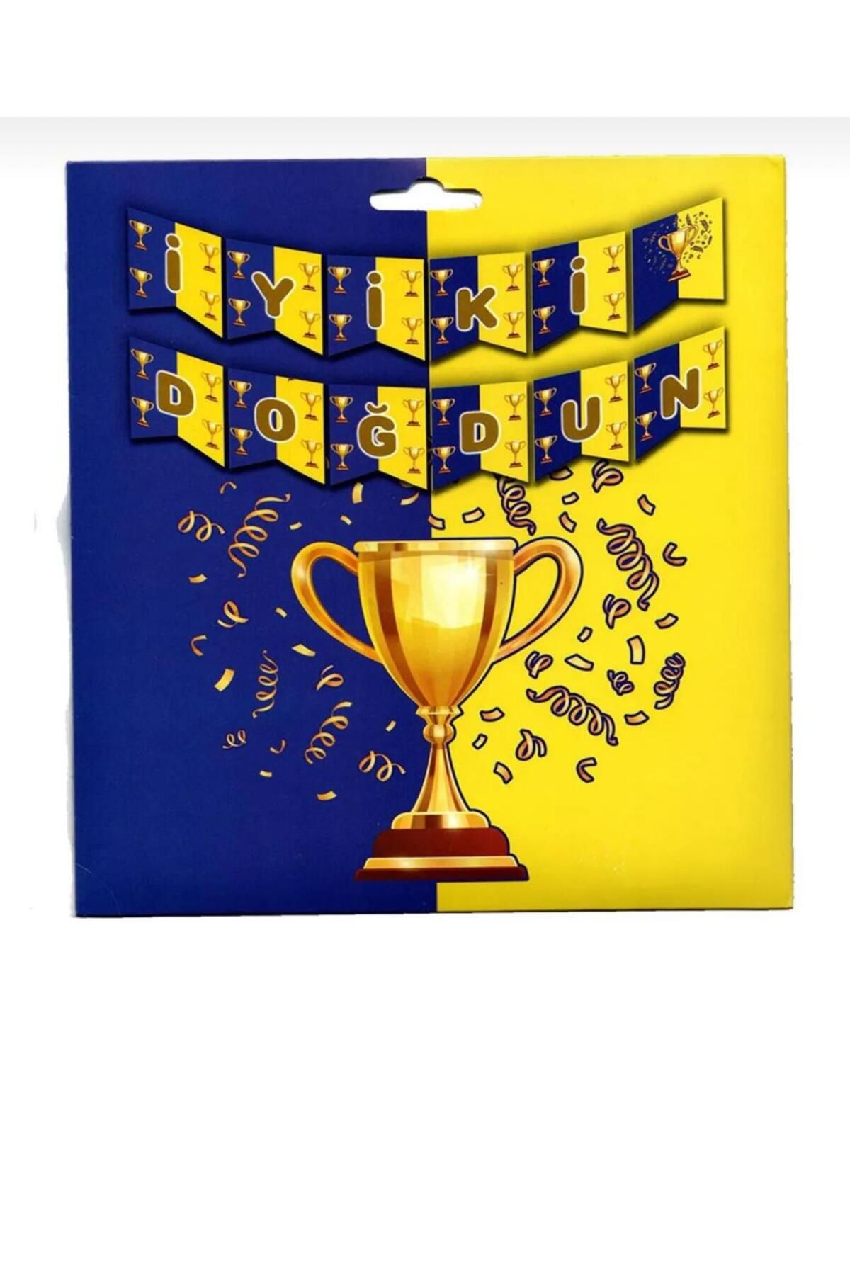 partyrüyası Sarı Lacivert İyi Ki Doğdun Açılır Uzar Doğum Günü Banner Yazı 2 METRE