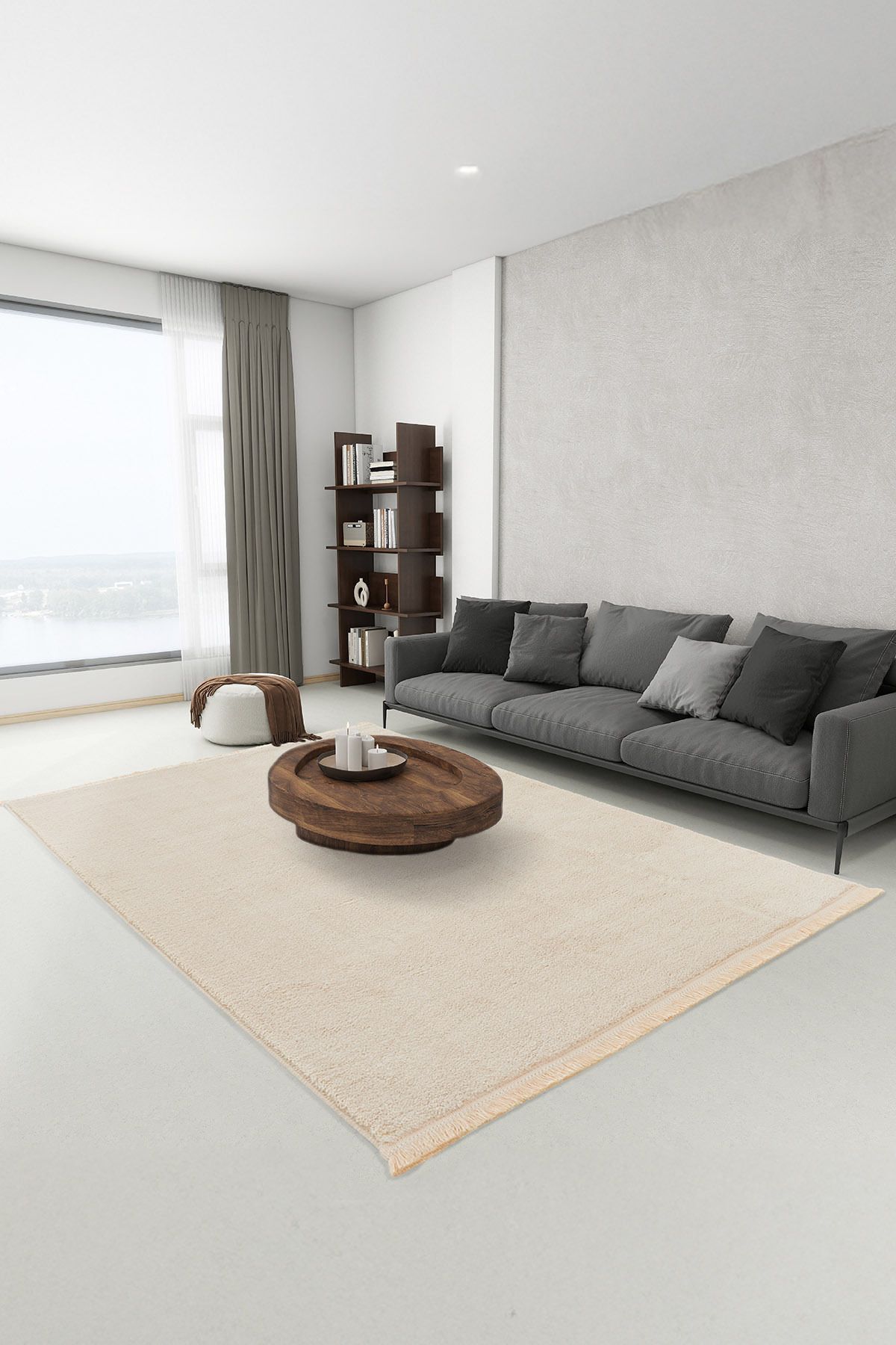 SEVENHILL Dream 4010 Pudra Yumuşak Tüylü Kaymaz Tabanlı Halı