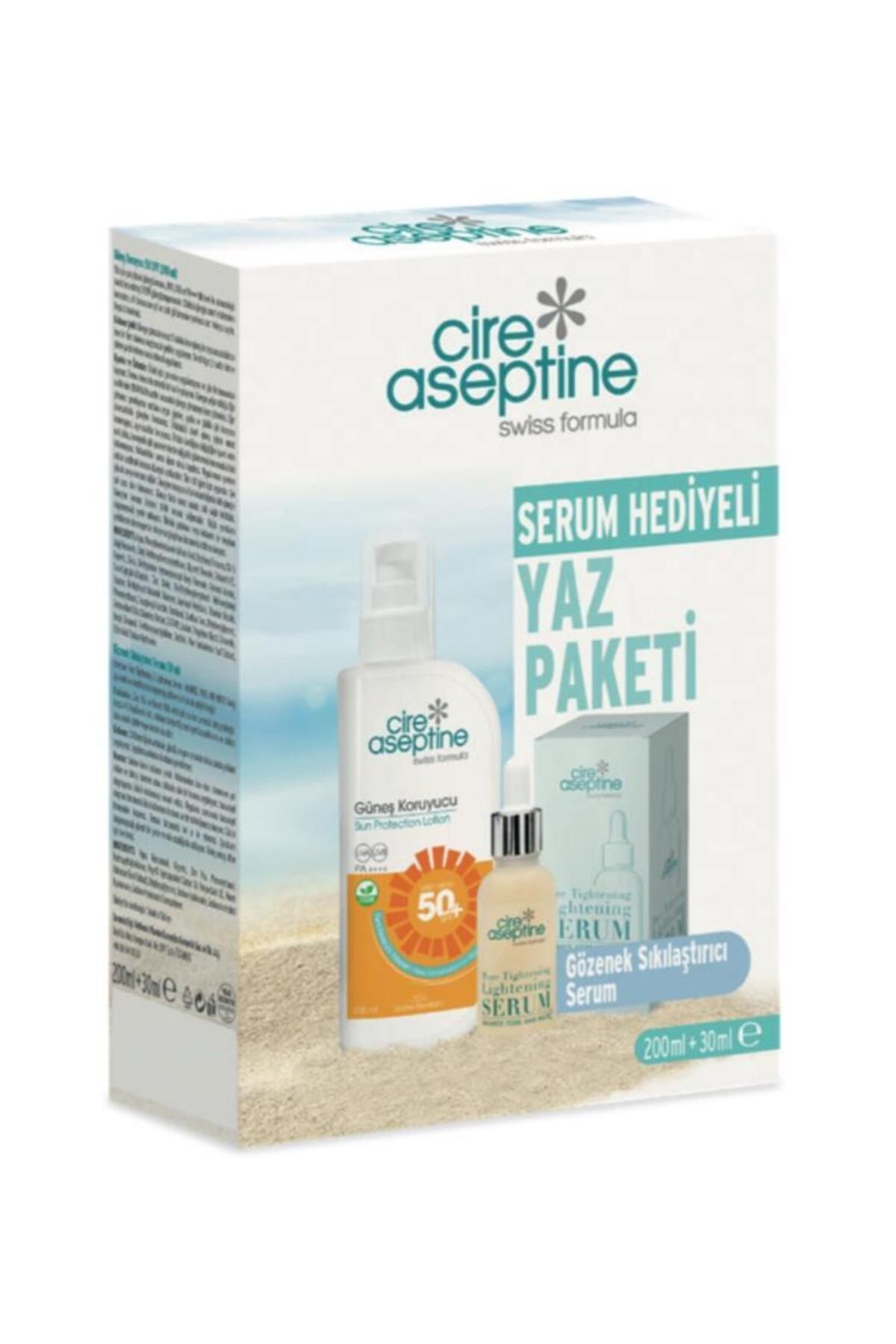 CIRE ASEPTINE Güneş Koruyucu 50 Spf 200 ml Gözenek Sıkılaştırıcı Serum 30 ml Kutu