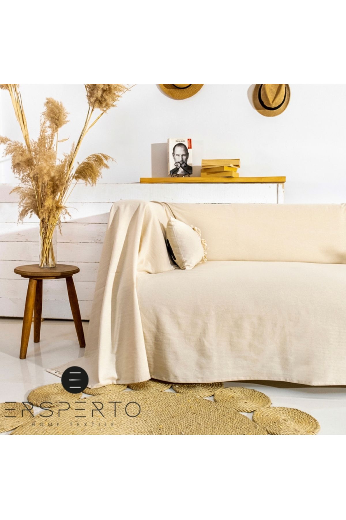 Ersperto Natural Keten Koltuk Örtüsü 180x500cm