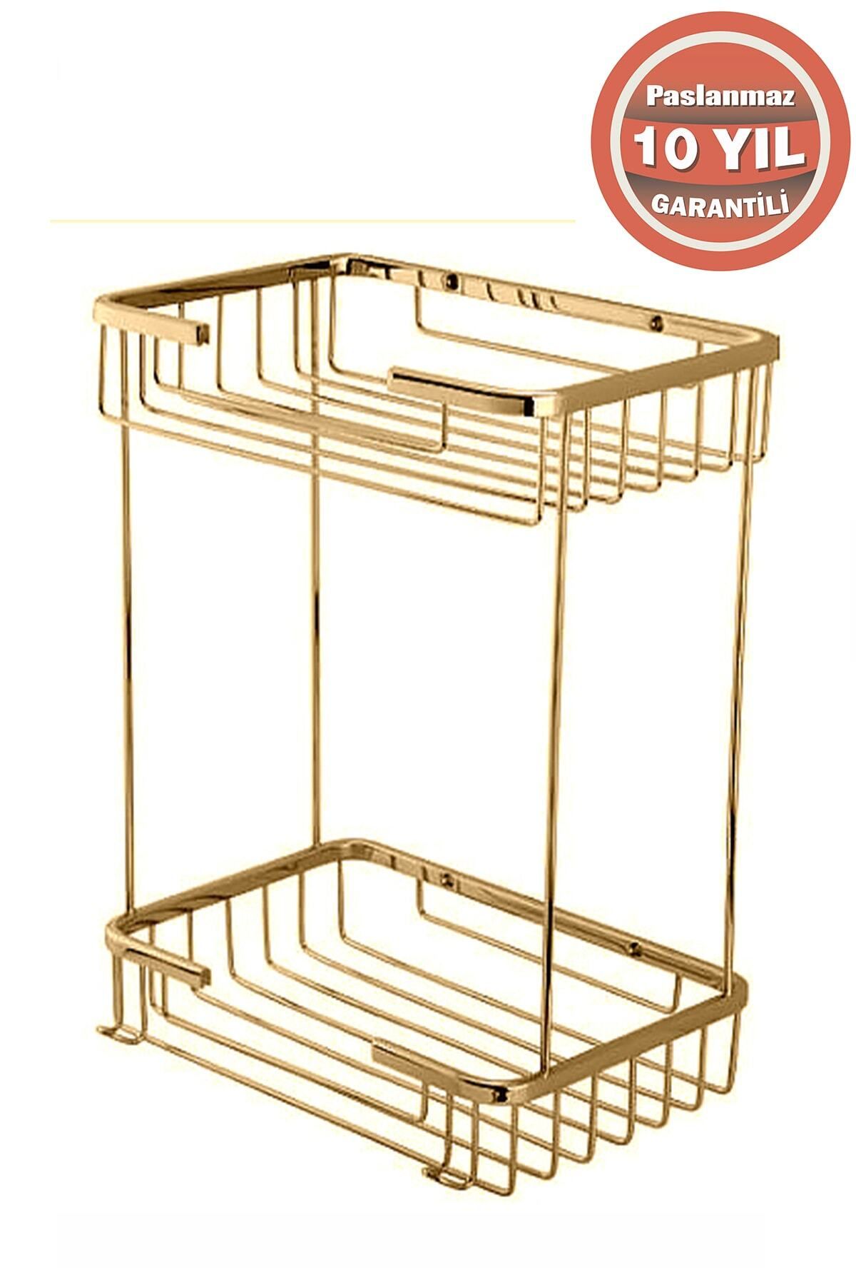 ÇELİK BANYO Paslanmaz Pirinç Taci 22x15cm Şampuanlık Köşe Süngerlik (altın Gold)