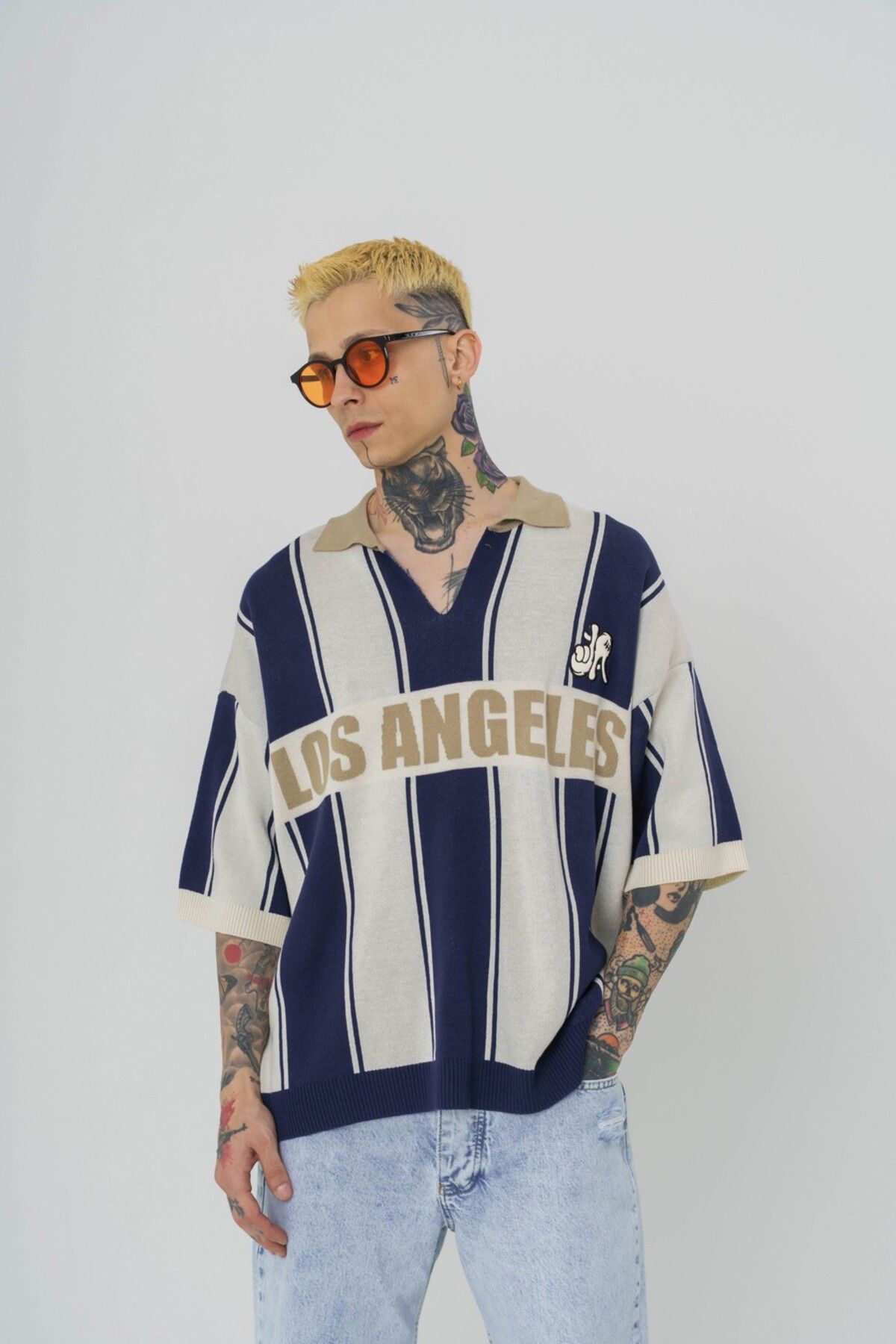 go gang own Los Angeles Knit Polo Yaka Triko T-shirt