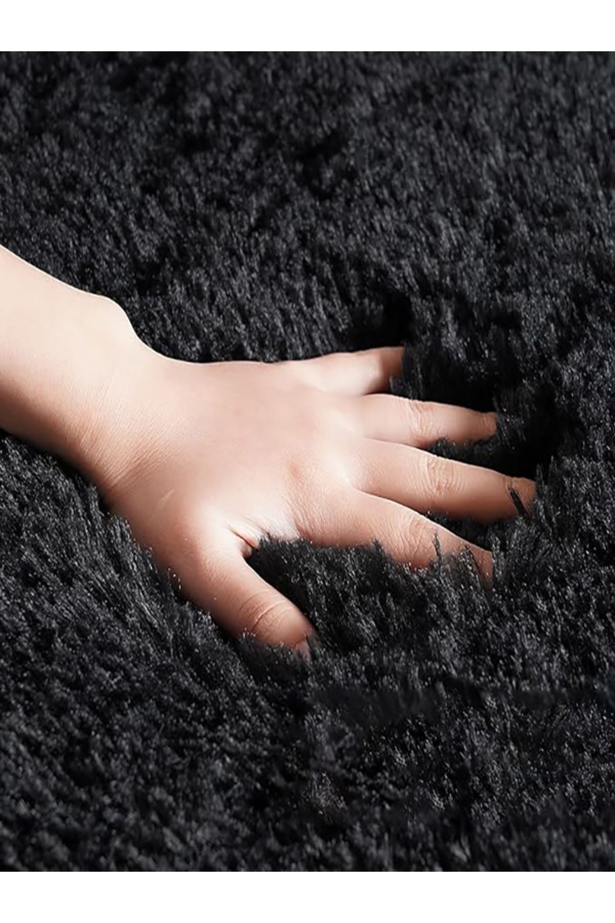 GH Geyikli Home Siyah Peluş Halı Post Kürk Yumuşak Halı Kaymaz Taban Makinede Yıkanabilir.