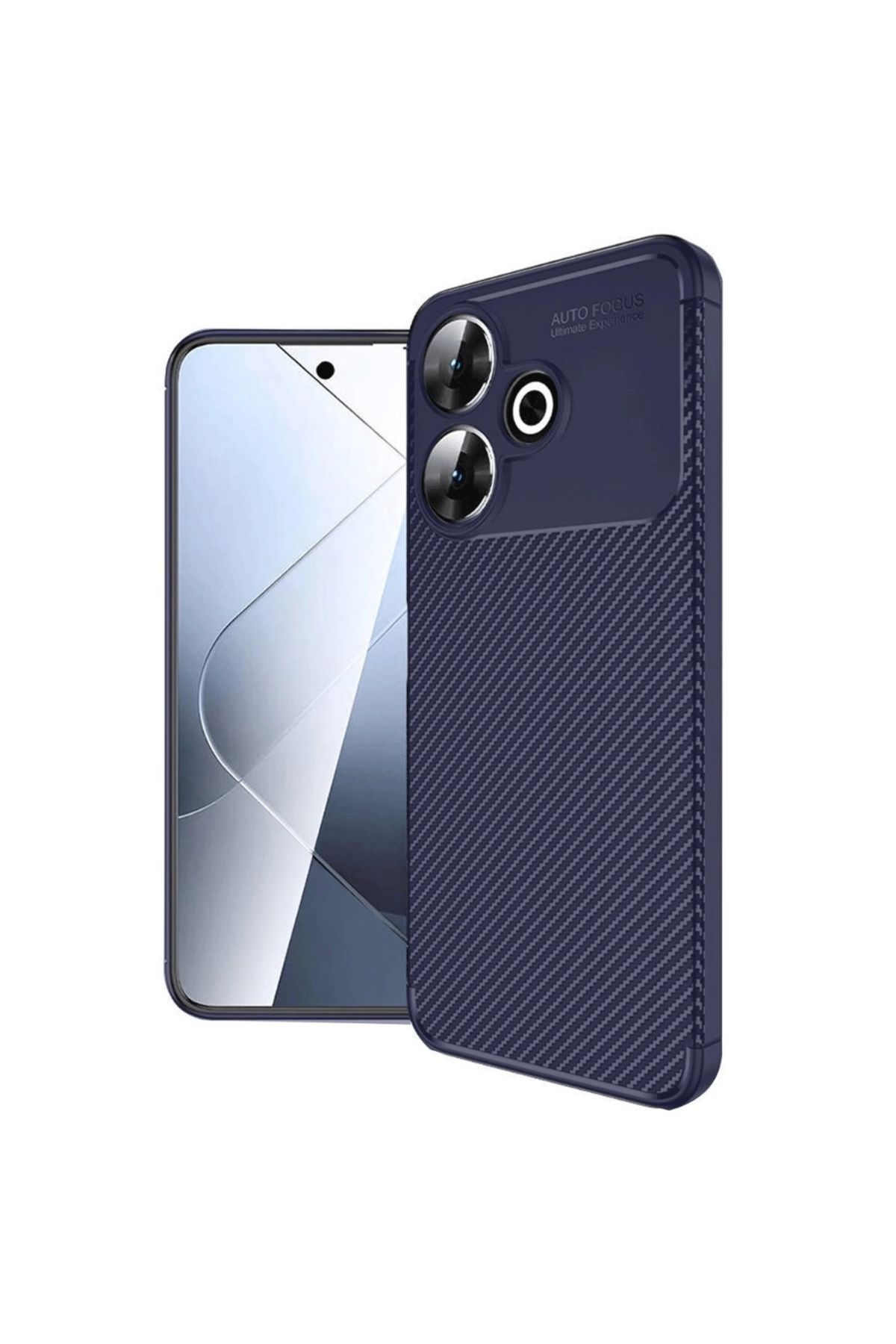 Gpack Xiaomi Redmi 13 4G uyumlu Kılıf Negro Karbon Görünümlü Silikon Lacivert