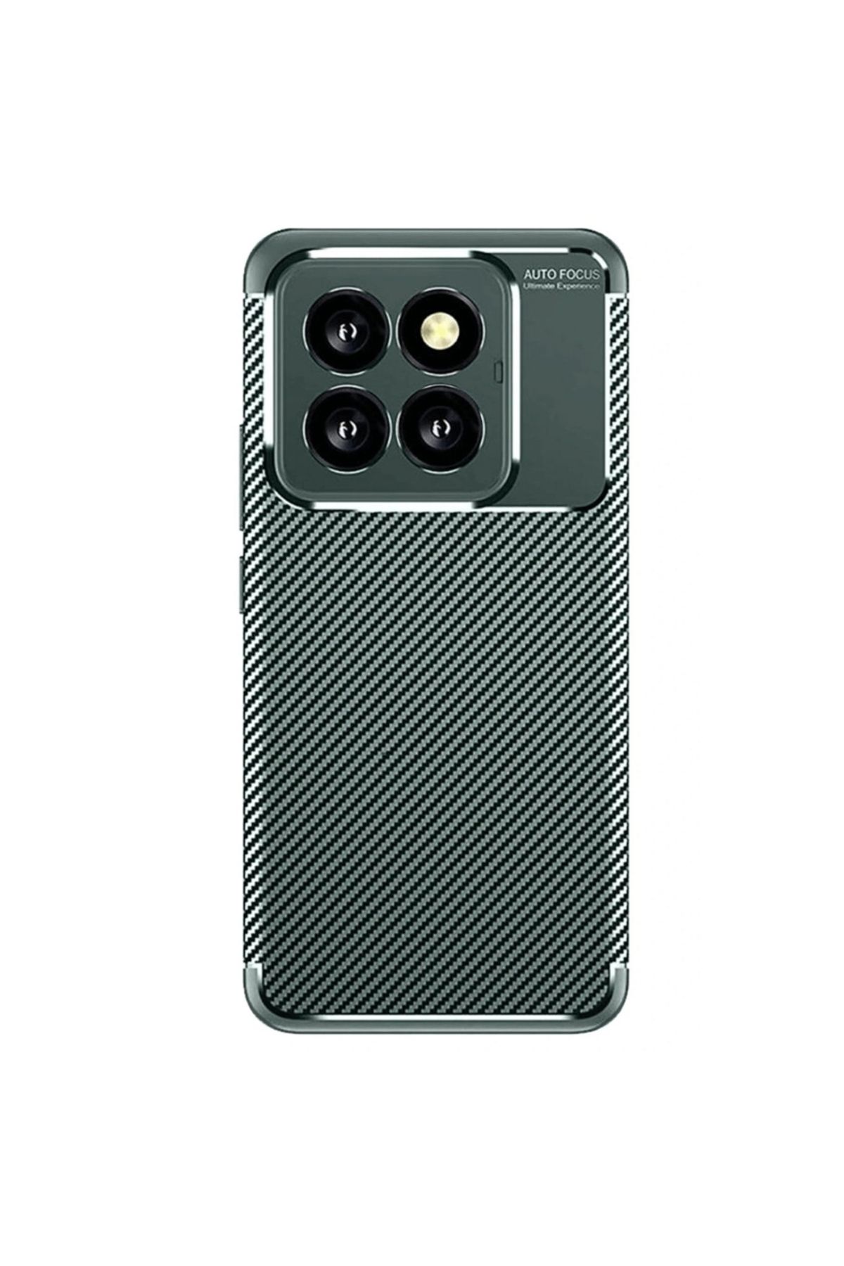 Gpack Xiaomi 14T Pro uyumlu Kılıf Negro Karbon Görünümlü Silikon Koyu Yeşil