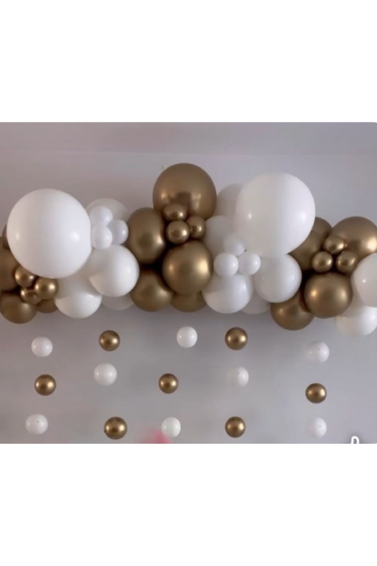Çemrek Süs Parti Gold Krom Beyaz Balon Yağmuru Seti 75 Parça