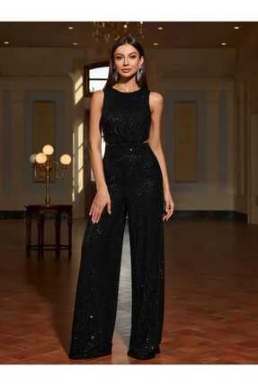 modas Bisiklet Yaka bull payetli tulum