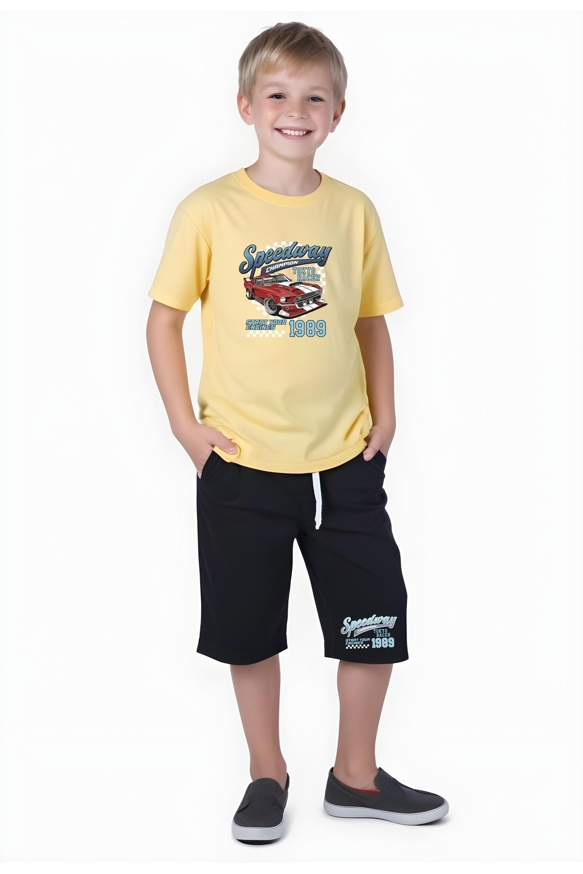 FYK KİDS-Boy's Summer Slam Dunk-Gaming-Varcity Printed Bottom-Top Suit 4