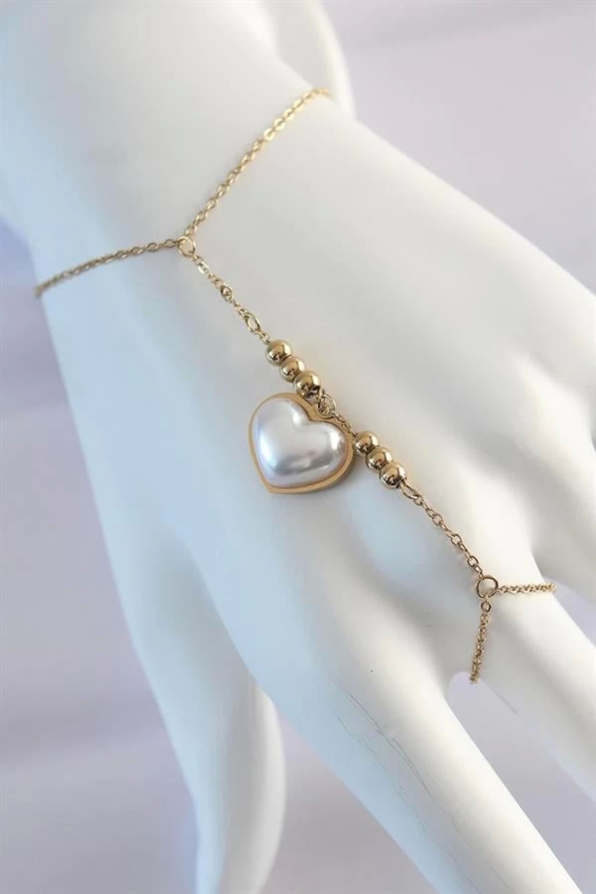 Lale Moda 316L Çelik Gold Renk Beyaz Bubble Kalp Tasarımlı Şahmeran