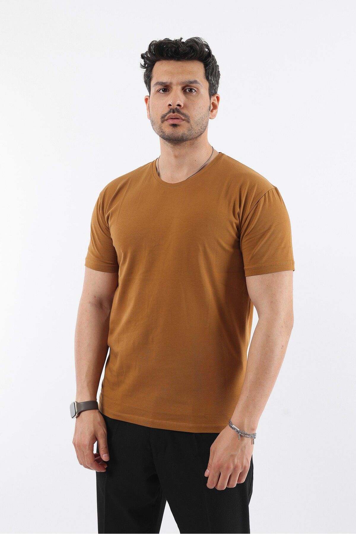 Rodrigo Erkek Bisiklet Yaka Slim Fit Basic Düz T-shirt Tişört
