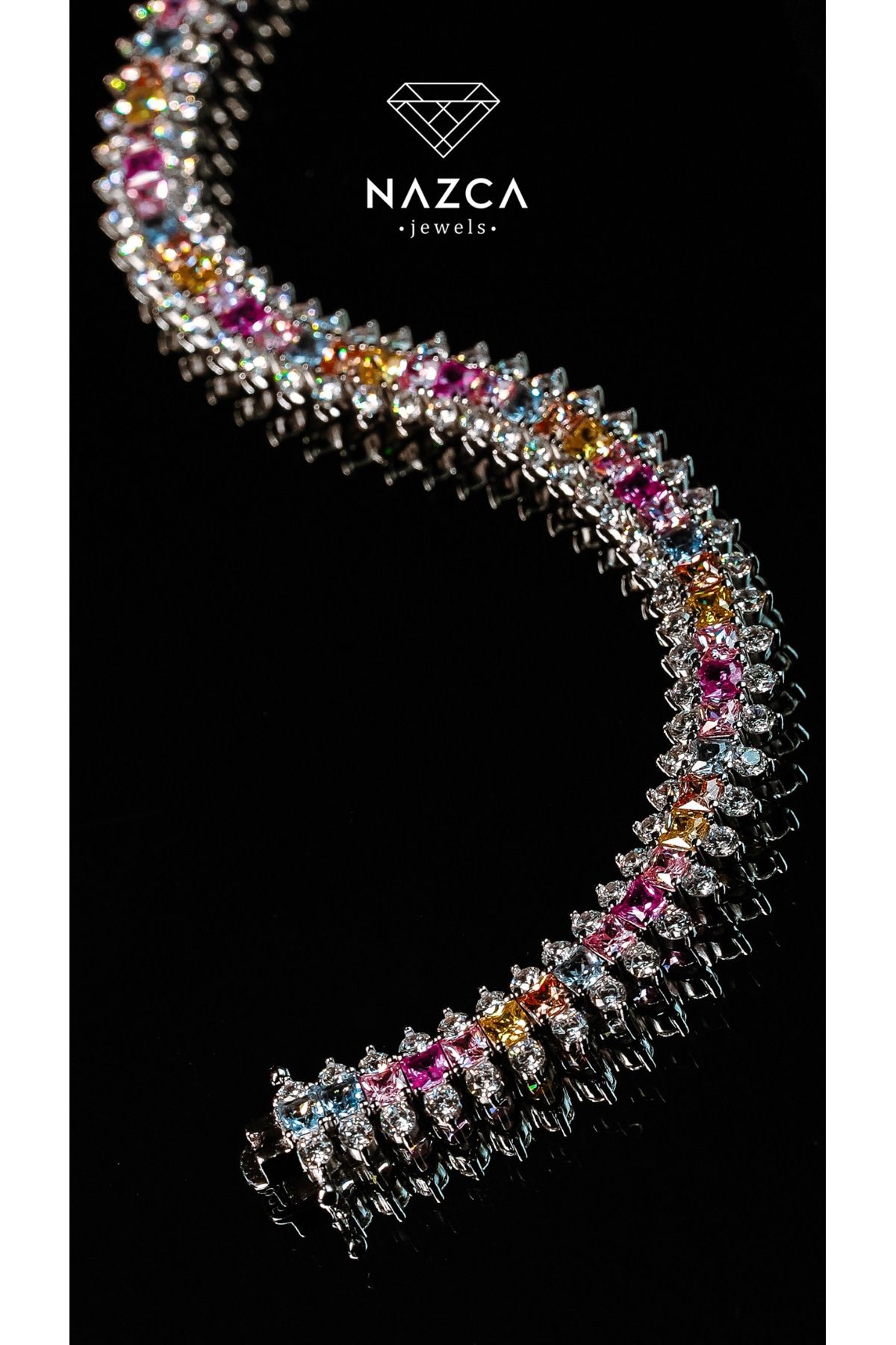TRABZON NAZCA JEWELS Renkli Taşlı Lux Silver İthal bileklik