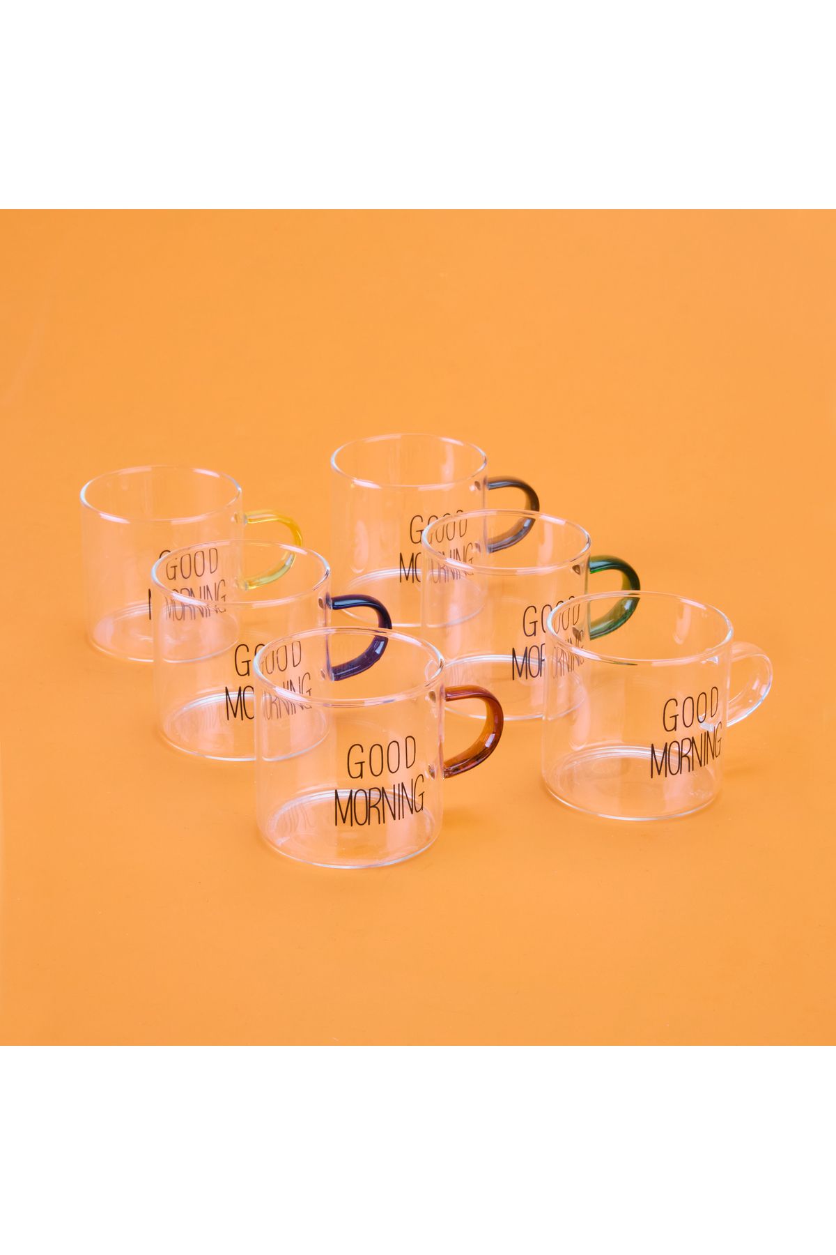 AROW-Windsome Set of 6 Tea Cups with Handles - Colorful 3