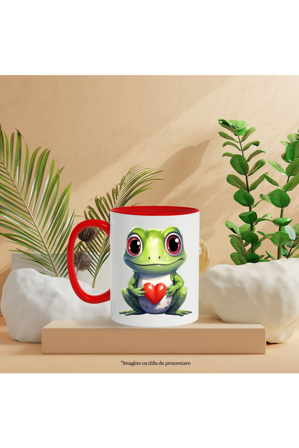 StoryGift Romania-Mug with a frog holding a heart in its arms | gift | Valentine's Day | il, Cu,STG. 3
