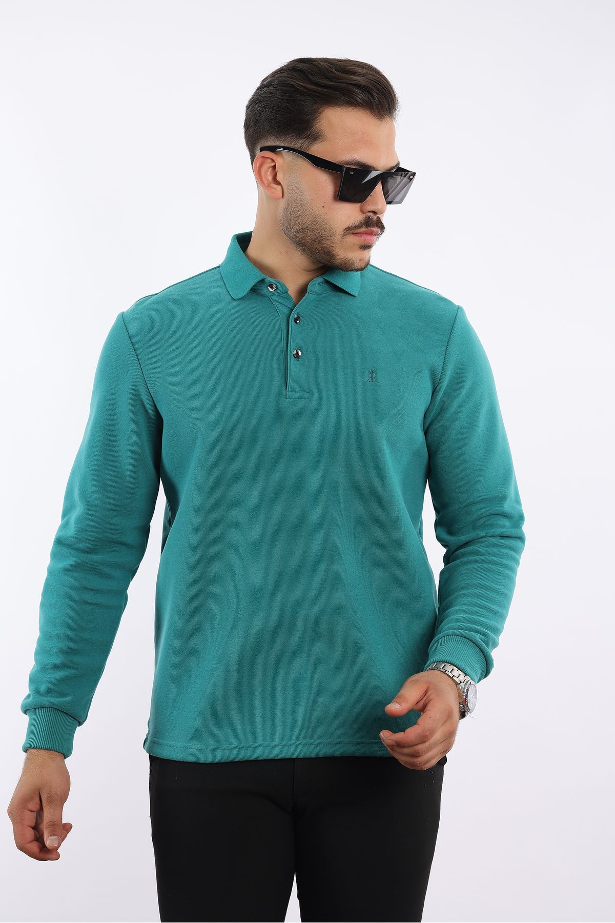 rugatchi Klasik Polo Yaka Sweatshirt %100 Pamuk
