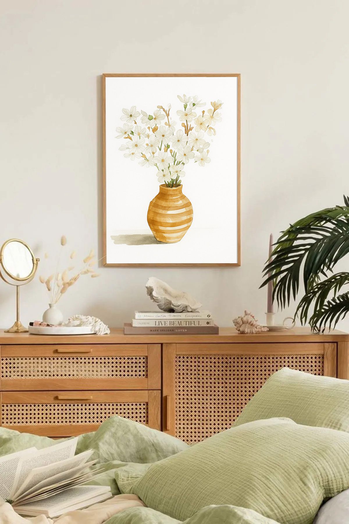 Dekorsiahome Tek Parça Ahşap Çerçeveli Oturma Odası Salon Mutfak Tablo TK0357