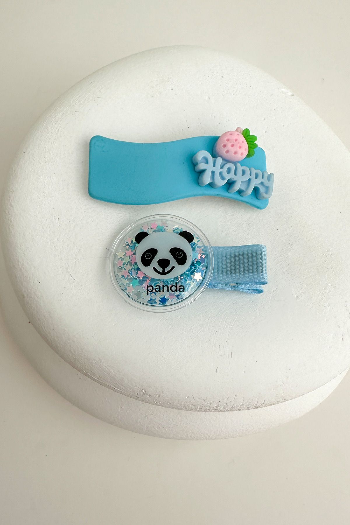 Modex Panda Happy Mavi 0-2 Yaş İkili Çocuk Tokası (5cm)
