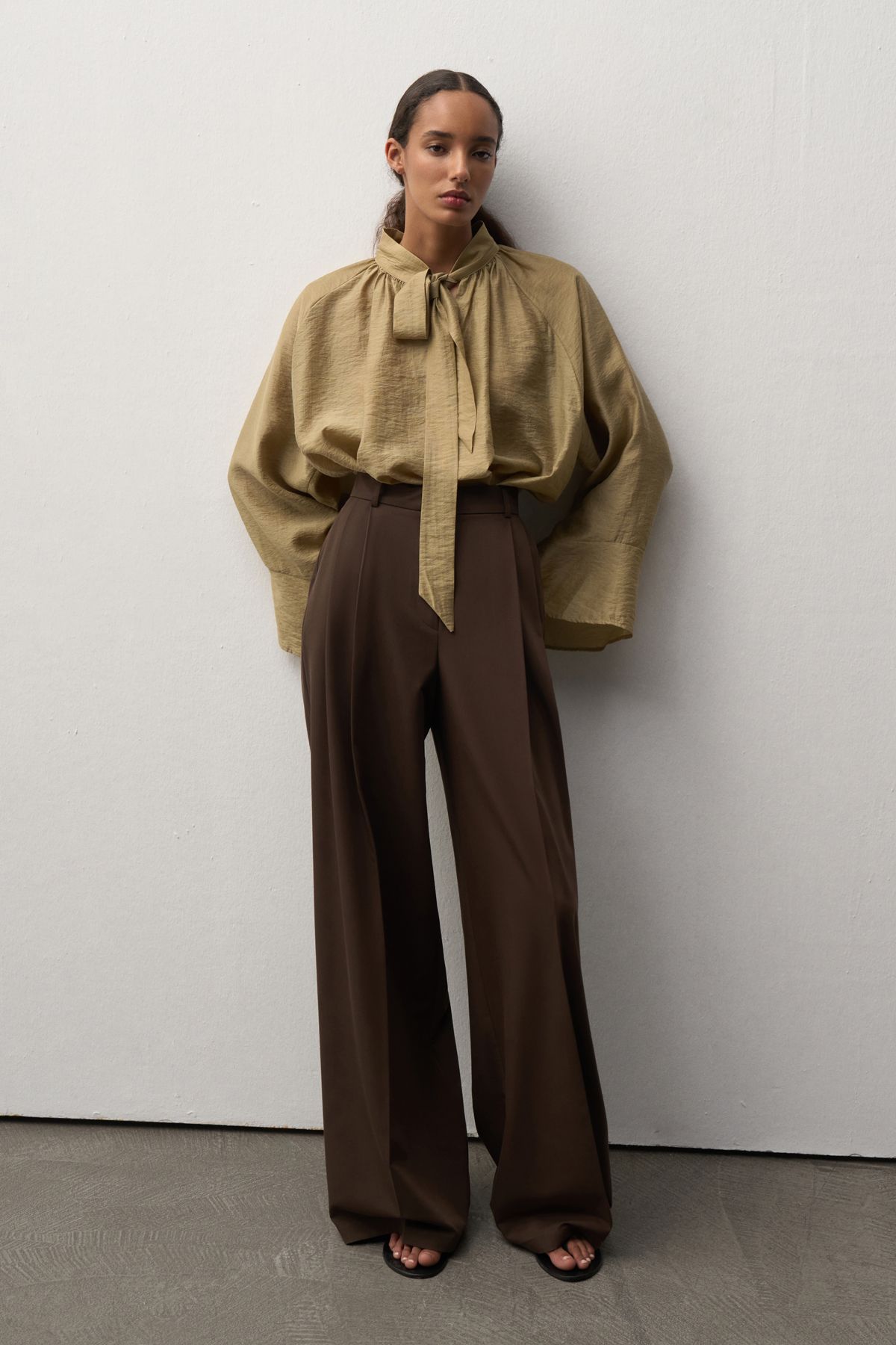 mathilda store Kadın Acı Kahve Limited Edition Bol Paça Palazzo Pantolon