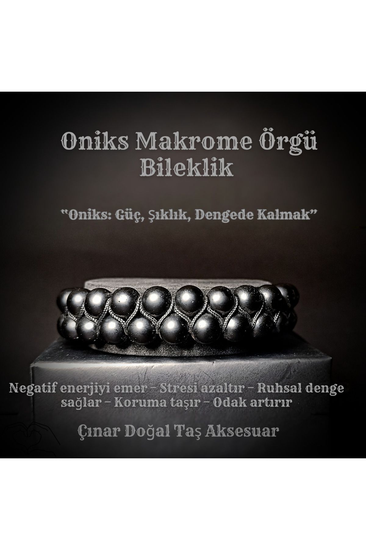 Doğal Tasarım Doğal Oniks Taşı Çift Sıra Örgü Bileklik – Koruma ve Şıklık Tek Tasarımda