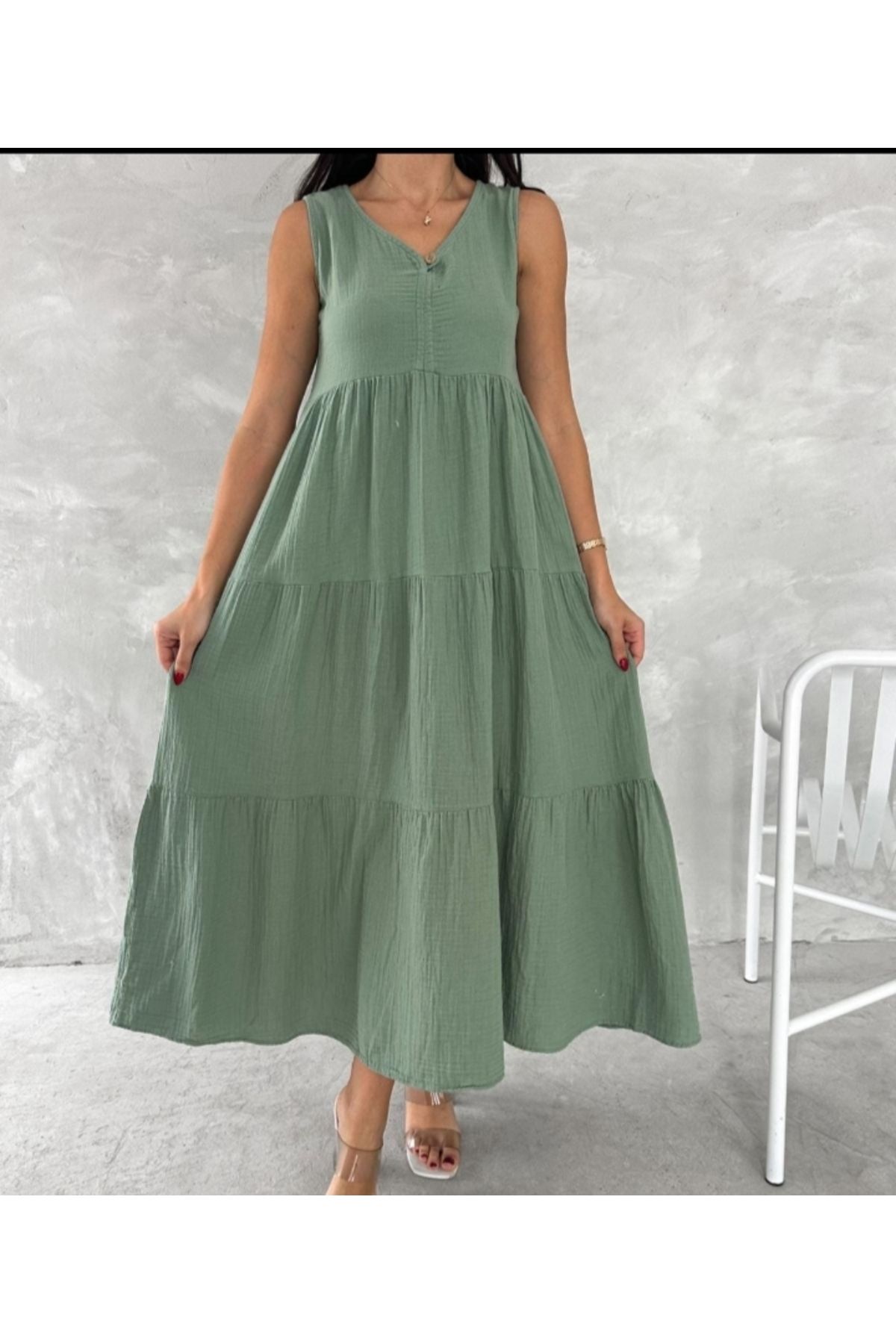 sümel butik Rahat % 100 Pamuk Müslin Kumaş Kadın Elbise