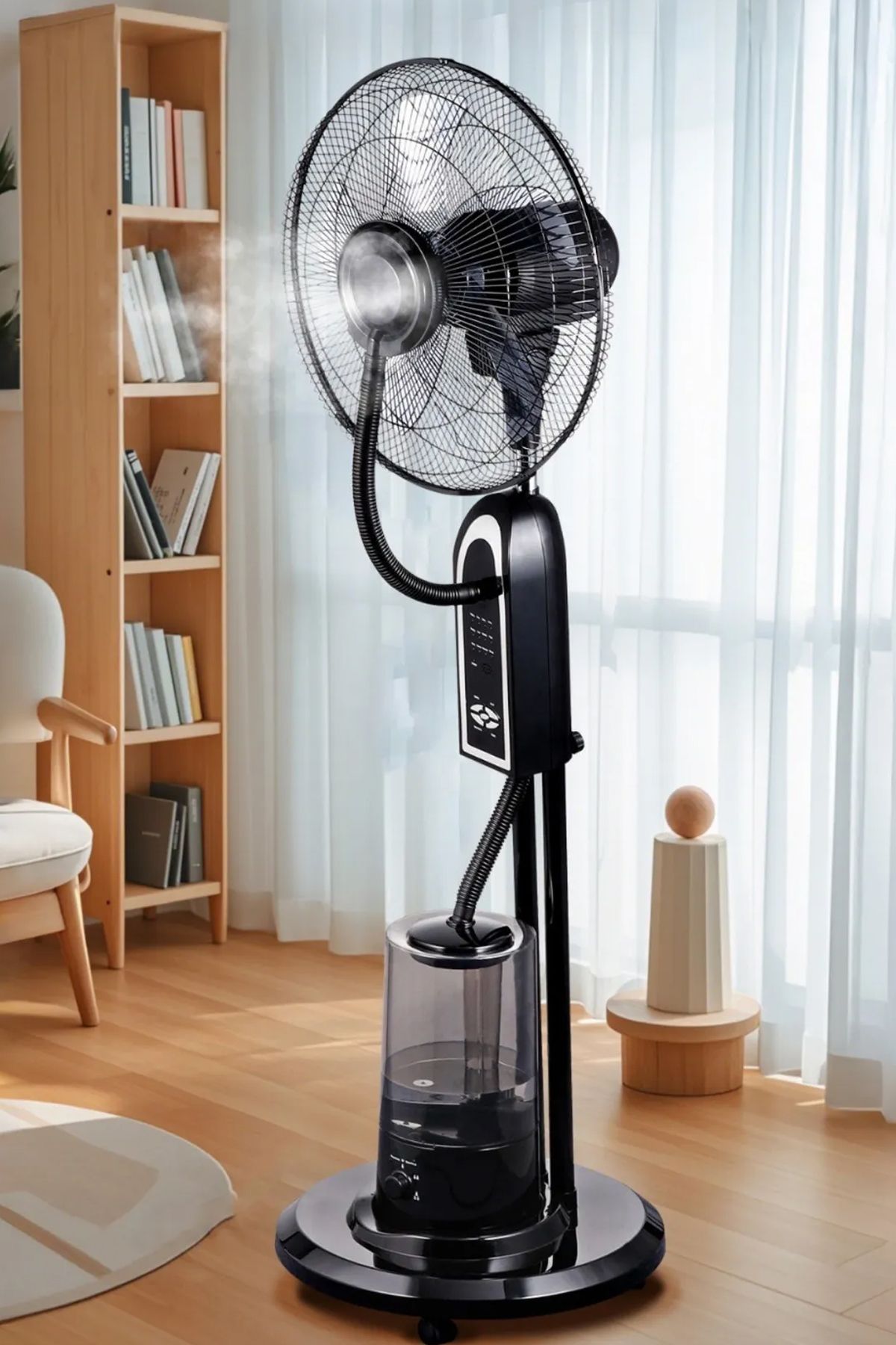The Wlue Uzaktan Kumandalı Buzlu Vantilatör Buharlı 4L Nemlendirici Fan Zaman Ayarlı Ultra Sessiz Tekerlekli