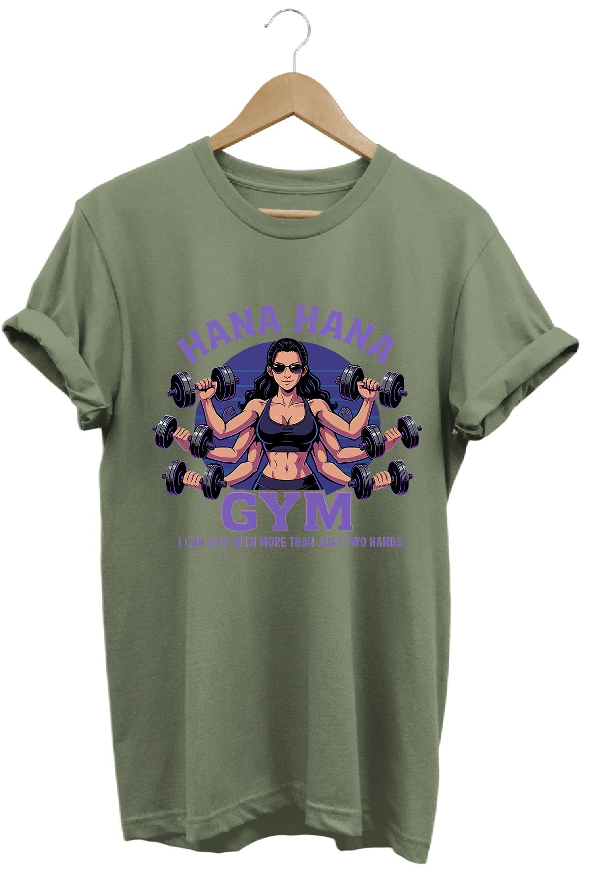 remonz Kadın Nico Robin Gym Baskılı Regular Fit %100 Pamuklu Tişört Geniş Renk ve Beden