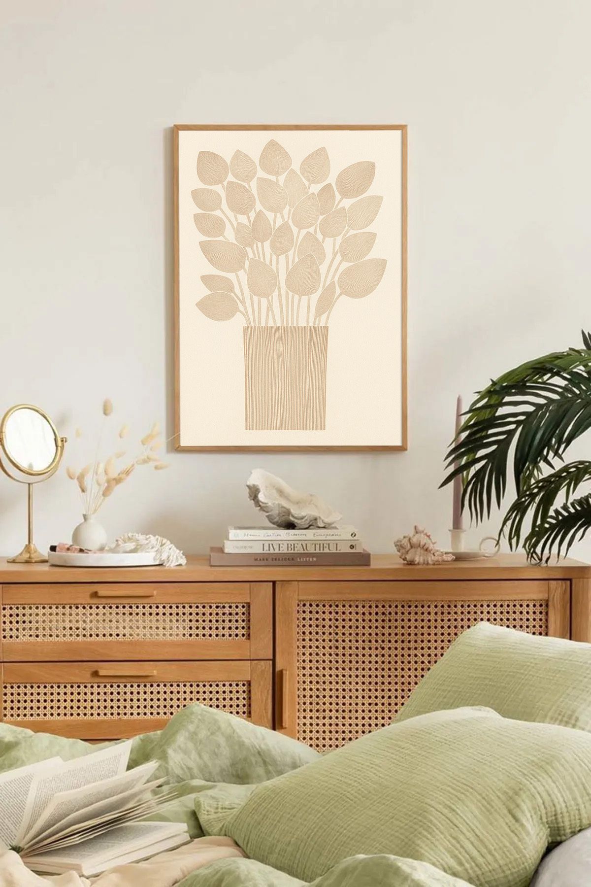 Dekorsiahome Tek Parça Ahşap Çerçeveli Oturma Odası Salon Mutfak Tablo TK0360