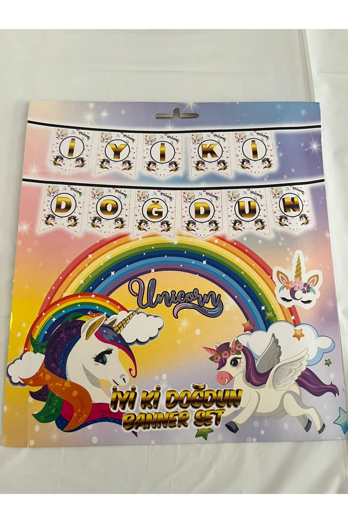 partyrüyası Unicorn Karakter Temalı Açılır Iyiki Doğdun Yazılı Banner 2 METRE