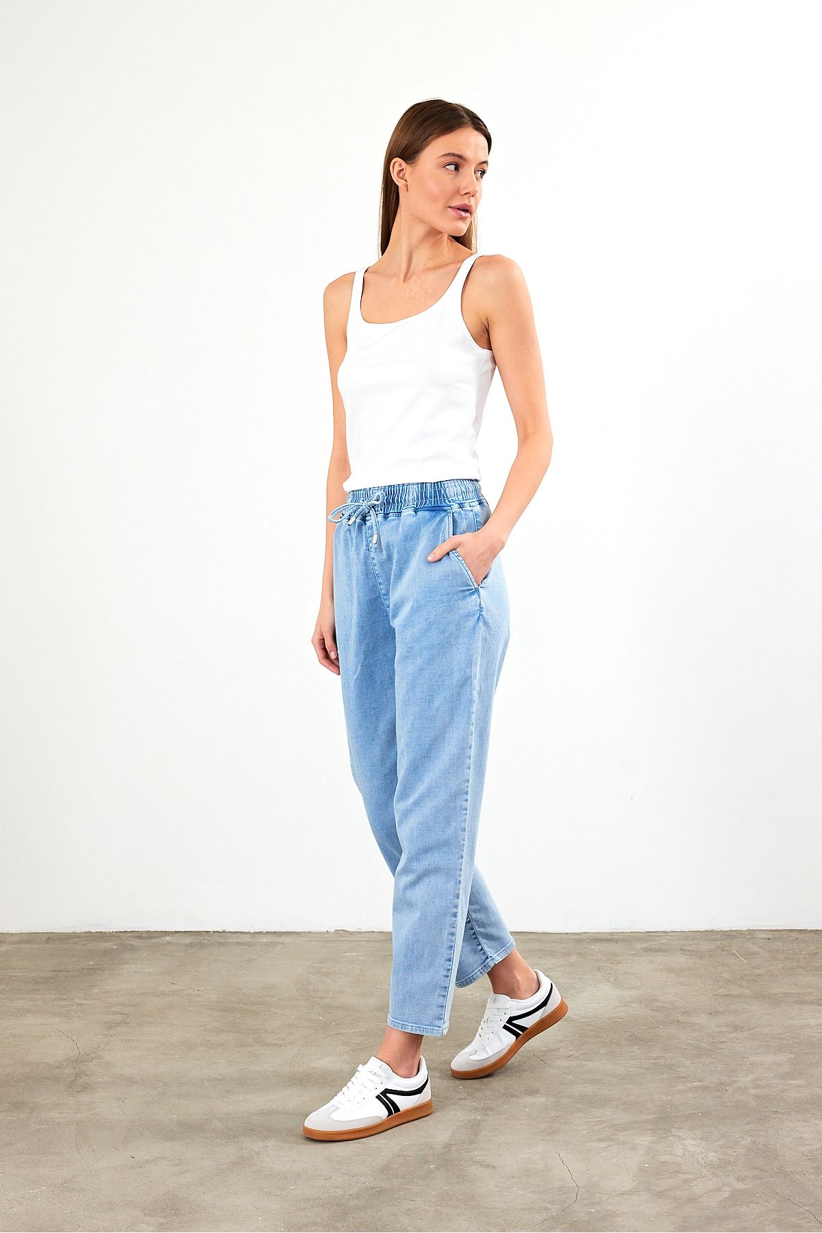 VENA Marla Sky Blue Yüksek Bel Slouchy Jogger Pantolon - SKY BLUE