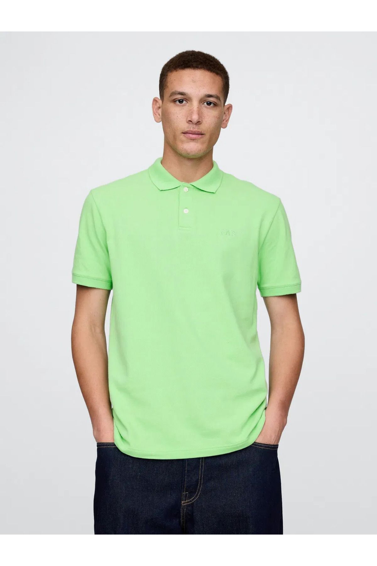 GAP Logo Piqué Polo Yaka Erkek T-Shirt Yeşil