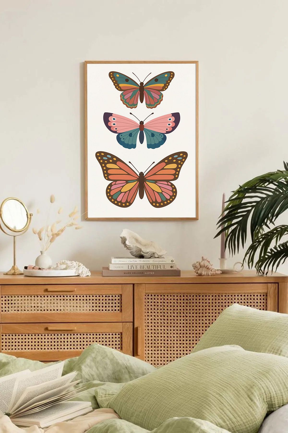 Dekorsiahome Tek Parça Ahşap Çerçeveli Oturma Odası Salon Mutfak Tablo TK0359