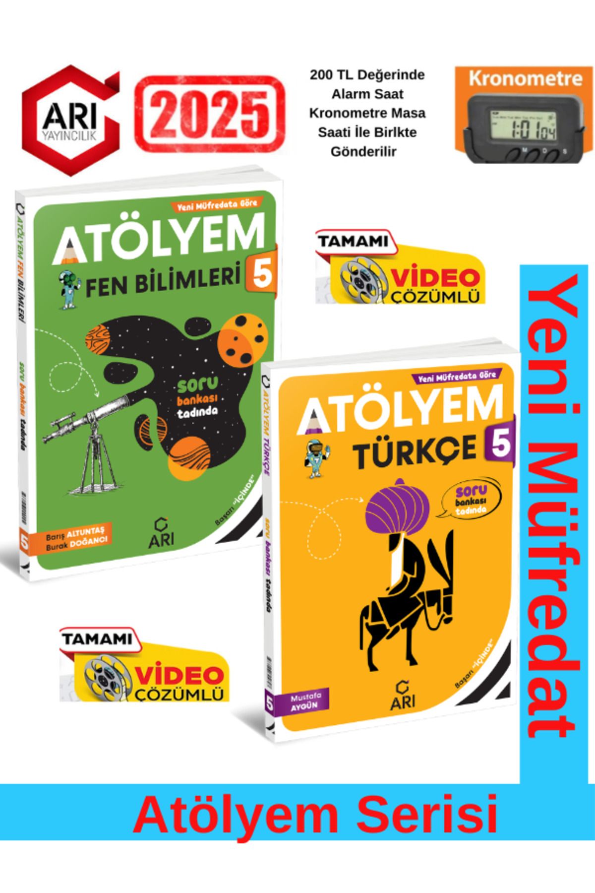 Arı Yayıncılık 5.Sınıf Türkçe-Fen %100 Yeni Müfredat Video Çözümlü Soru Bankası+Kronometre