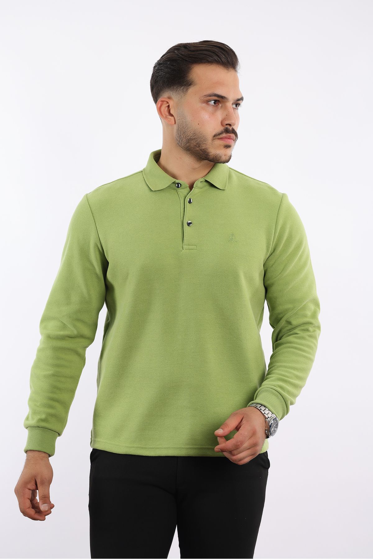 rugatchi Klasik Polo Yaka Sweatshirt %100 Pamuk