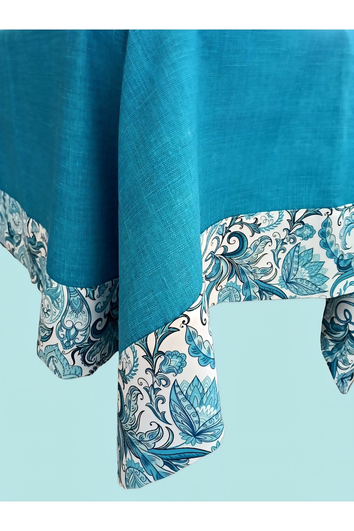 İNSPRA HANDMADE Mavi masa örtüsü, çini desen , kapaklı masa örtüsü
