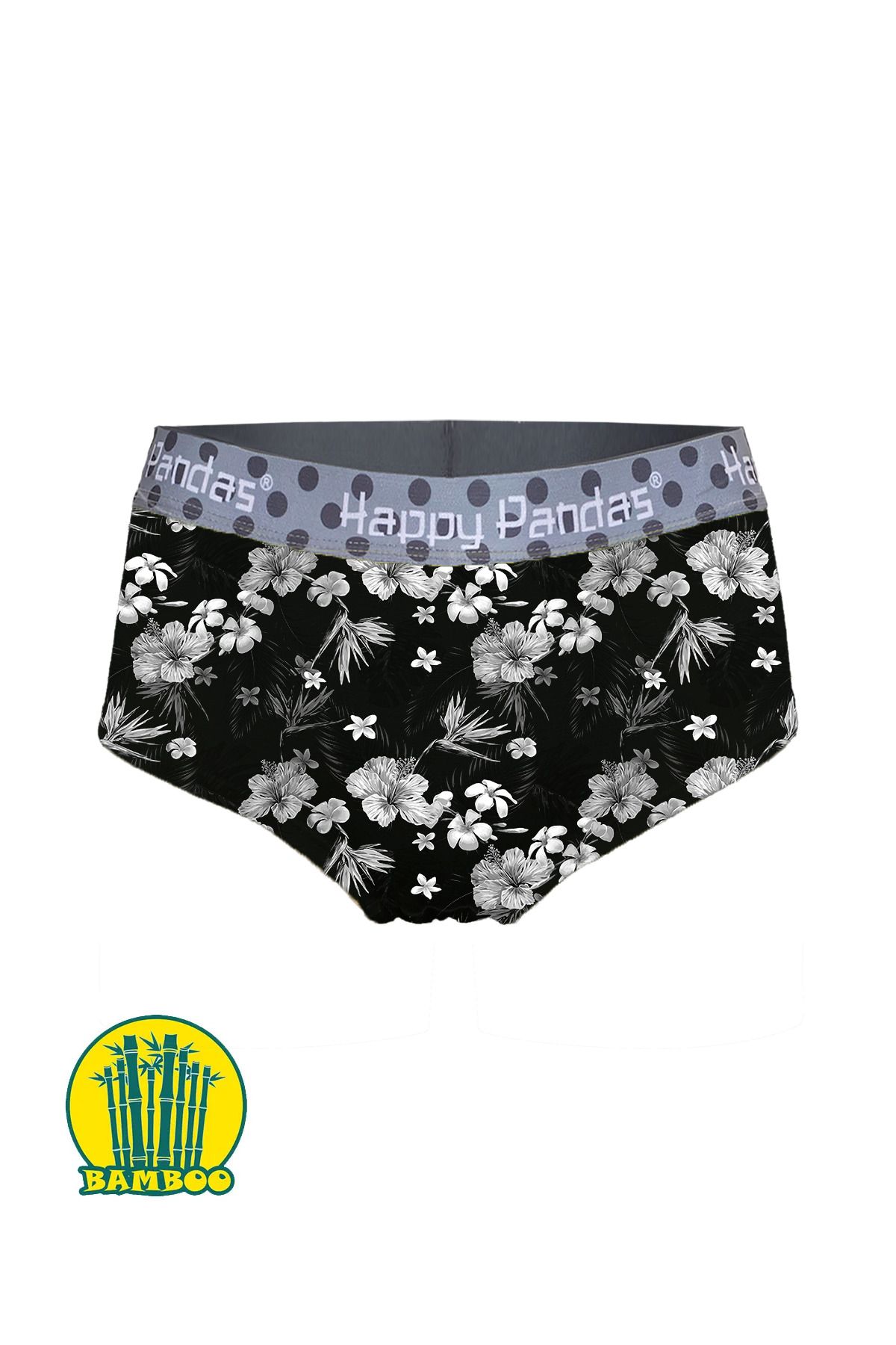 BRAINWEAR Kadın Likralı Bambu Dijital Baskılı Hipster Boxer Külot - Happy Pandas Creation
