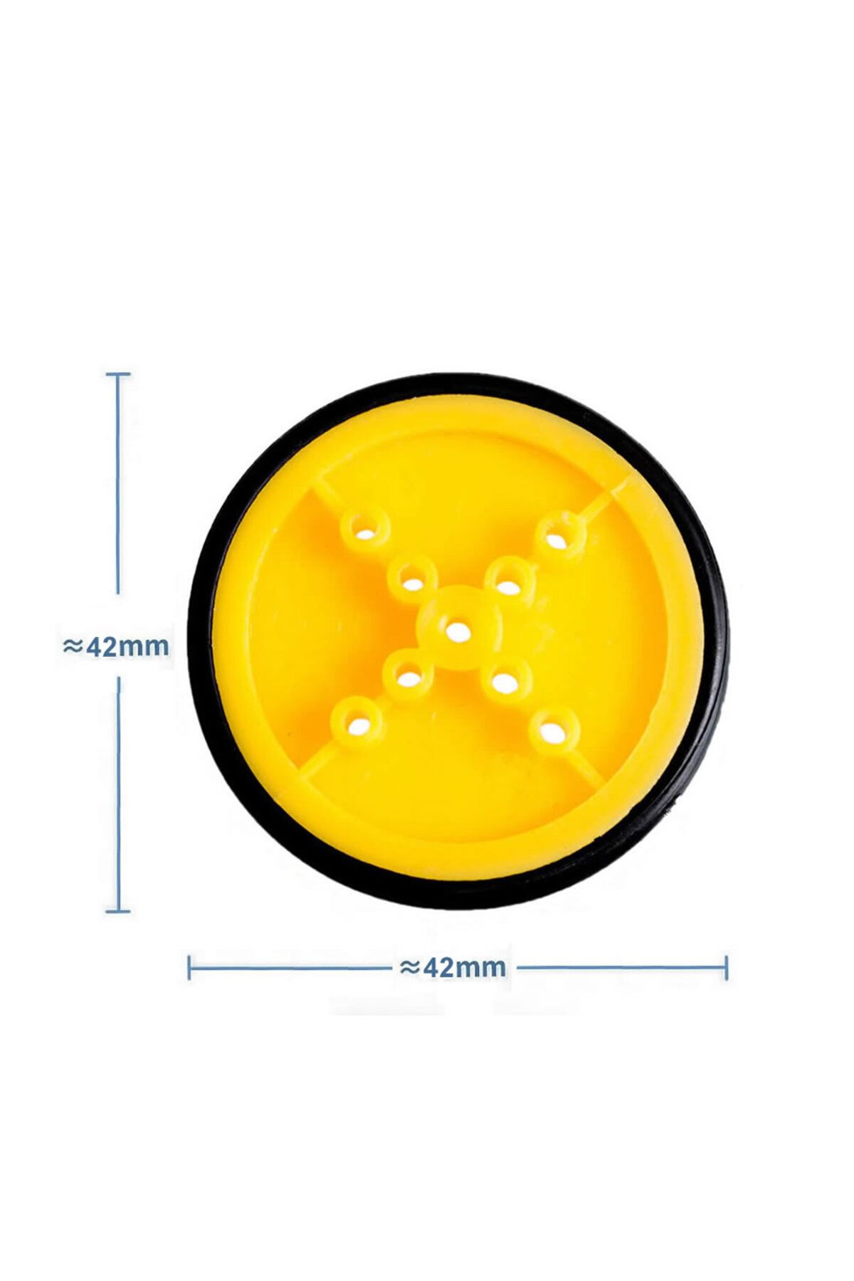 ROBİZ 42mm Mini Plastik Rubber Tekerlek TT motor ve 3mm Mil Uyumlu