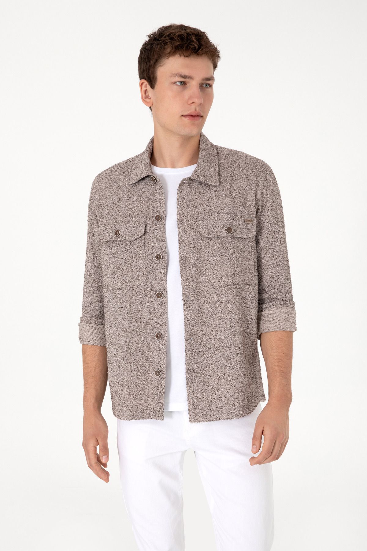 U.S. Polo Assn. Erkek Camel Örme Gömlek 50309867-VR015