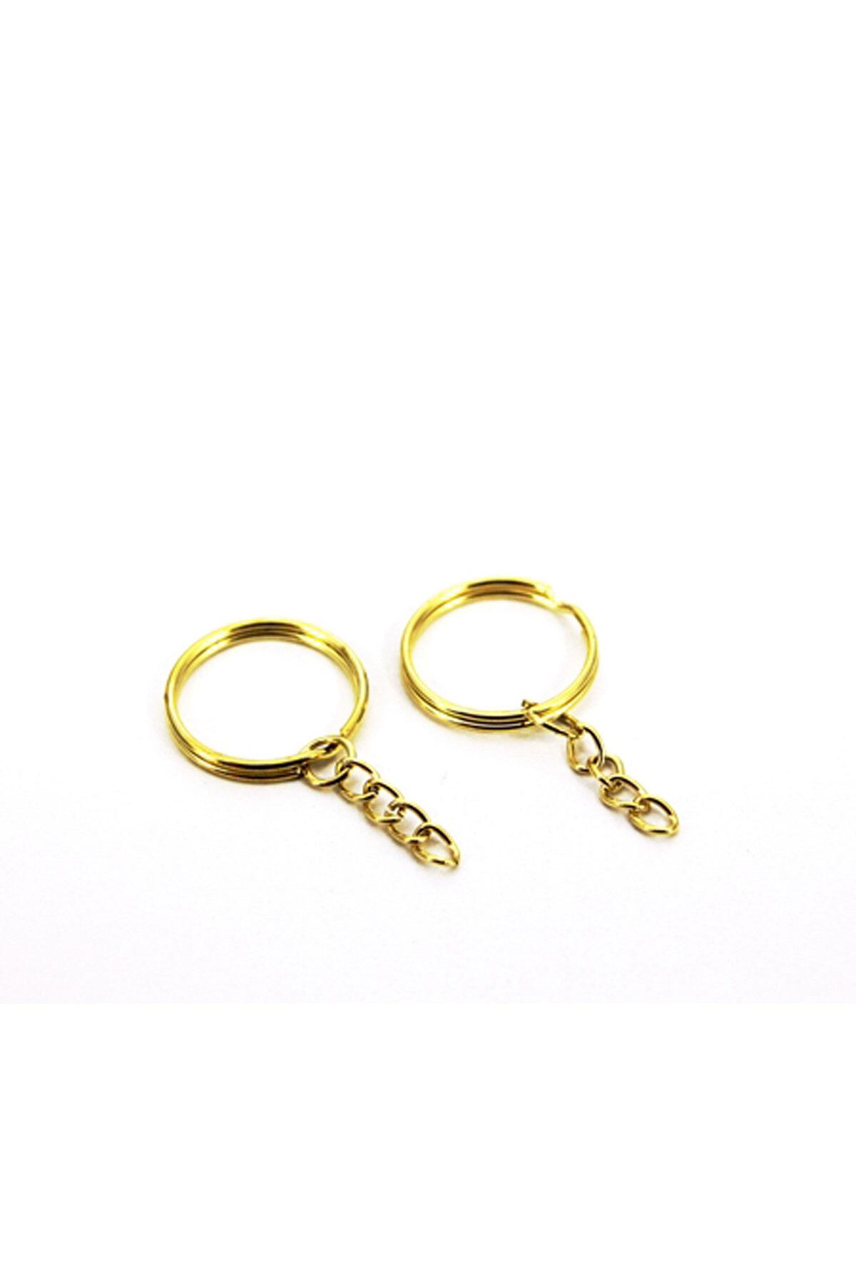 Eminonutoptanci Anahtarlık Halkası Zincirli 4 CM (50 Adet) Altın