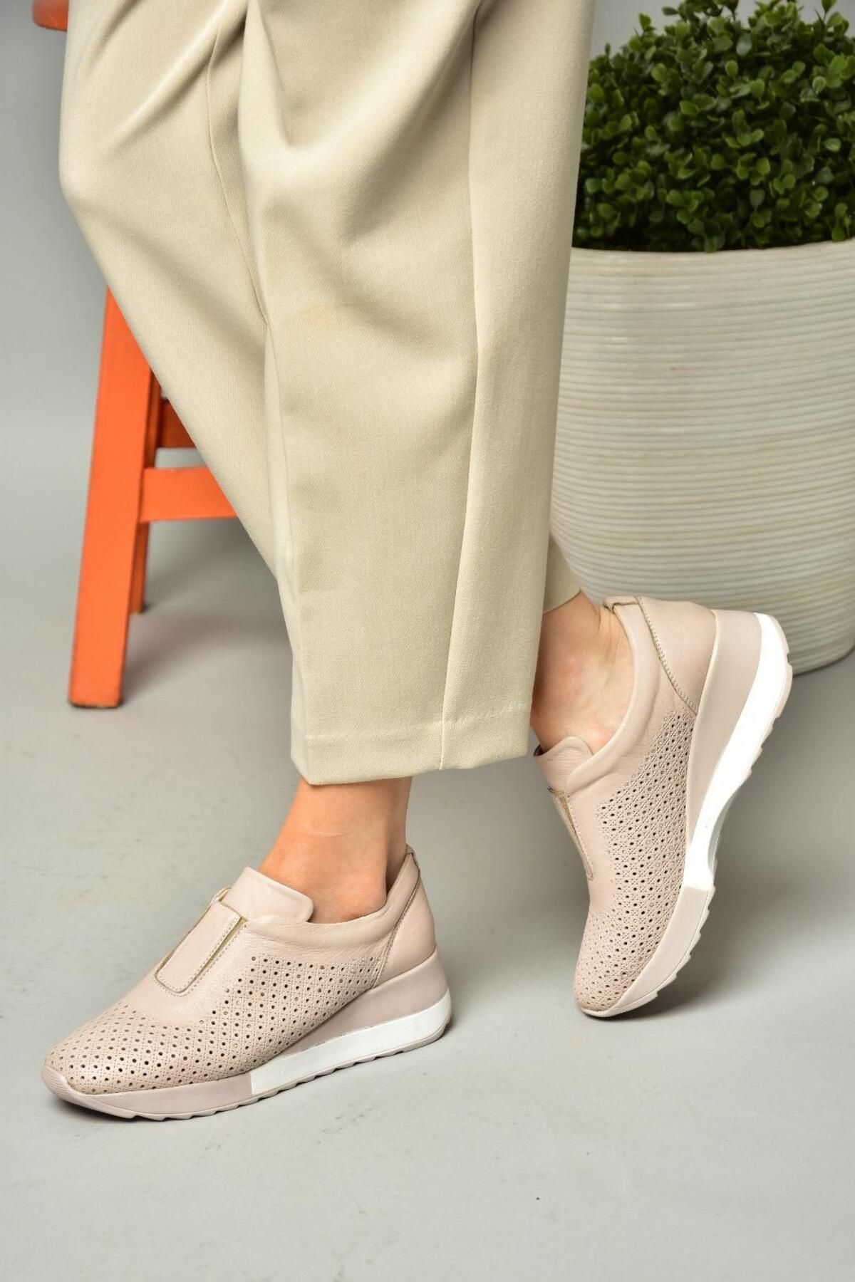 Fox Shoes-S540045503 Hellbraune Freizeitschuhe aus echtem Leder für Damen 4