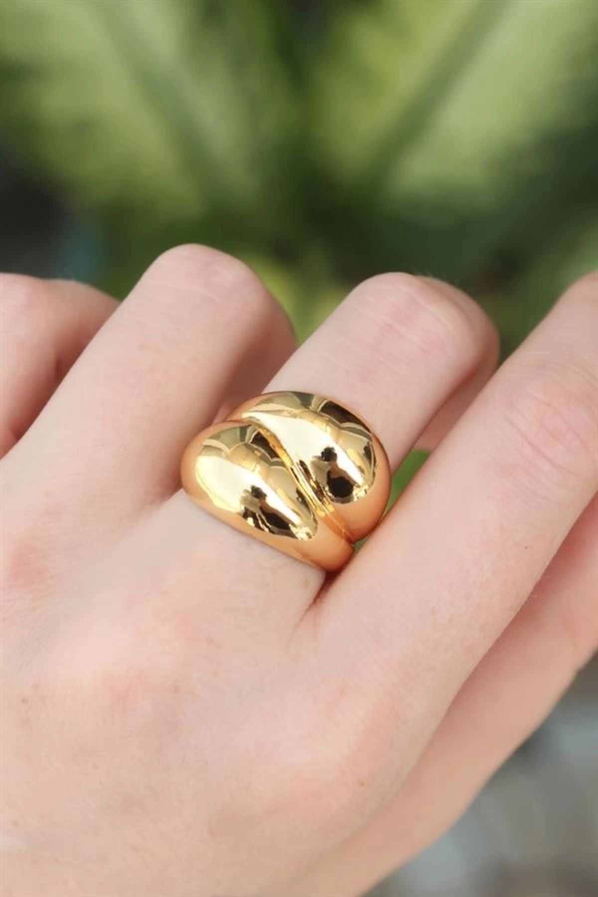 Lale Moda Pirinç Gold Renk Ayarlanabilir Damla Yüzük