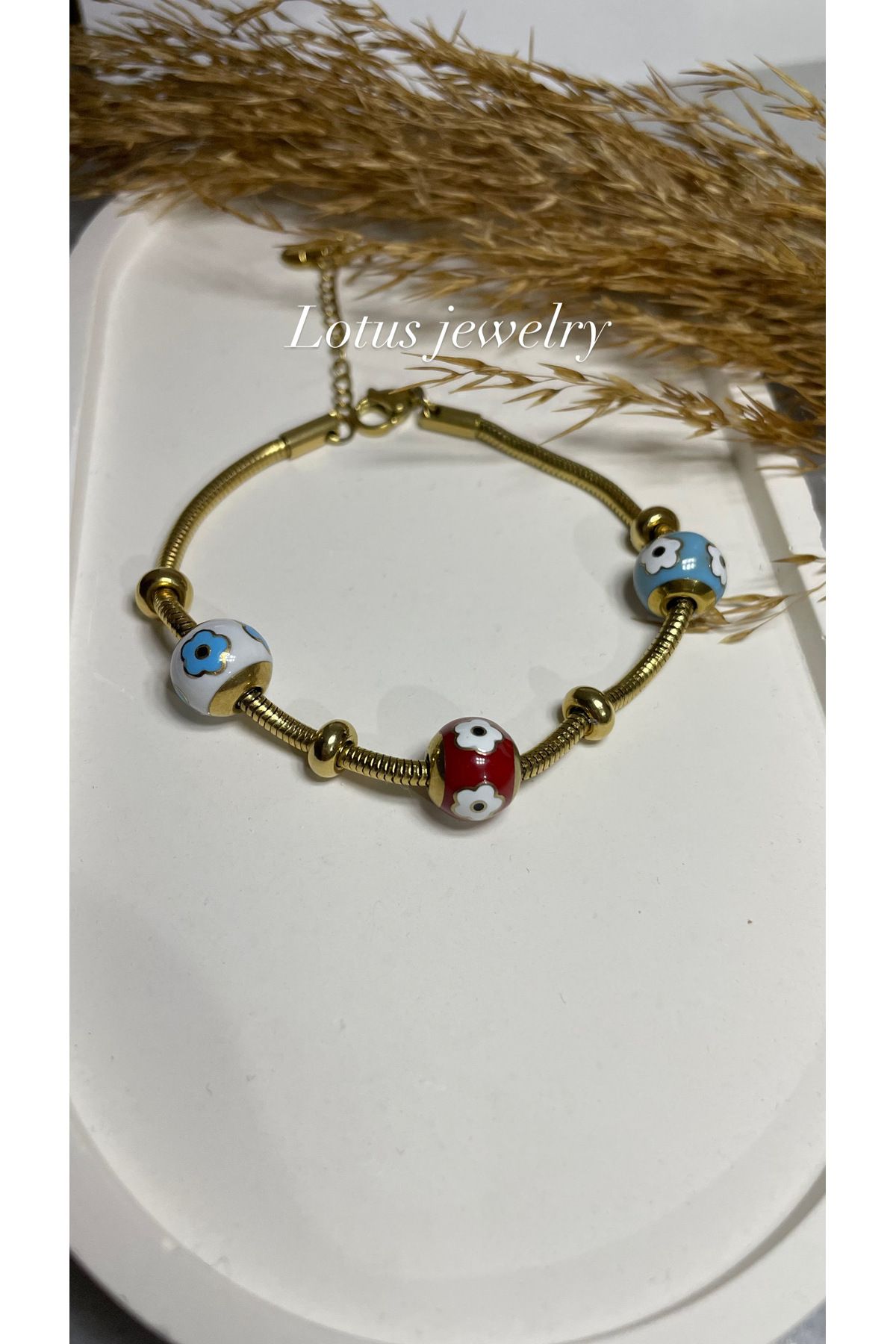 Lotus Jewelry Paslanmaz Çelik boncuklu bileklik