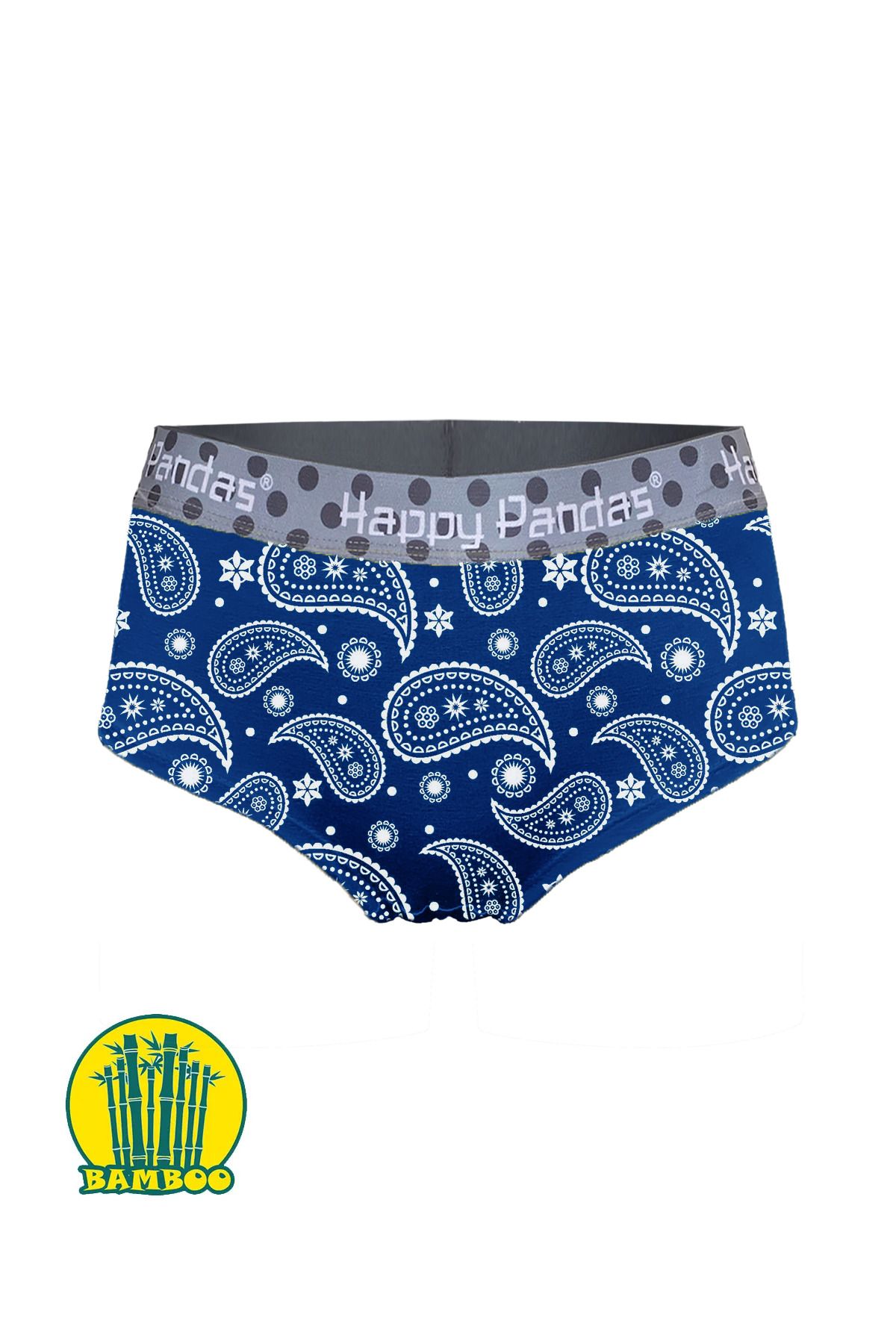 BRAINWEAR Kadın Likralı Bambu Dijital Baskılı Hipster Boxer Külot - Happy Pandas Creation
