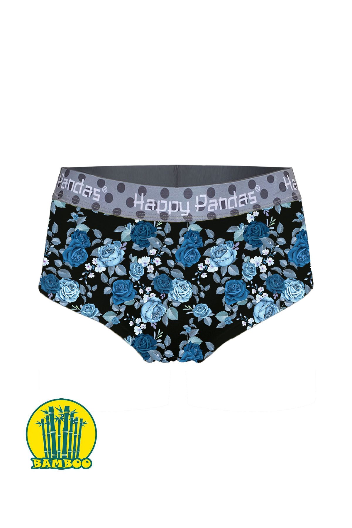 BRAINWEAR Kadın Likralı Bambu Dijital Baskılı Hipster Boxer Külot - Happy Pandas Creation
