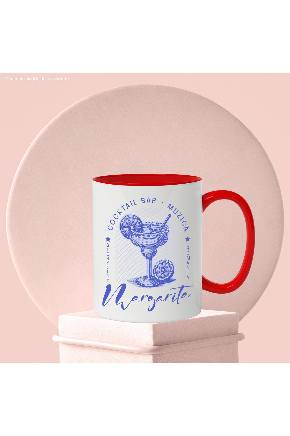 StoryGift Romania-Cocktail Bar Margarita Beach Vacation Holiday Mug, 330ml, Ceramic with Red Handle, With,STG 3