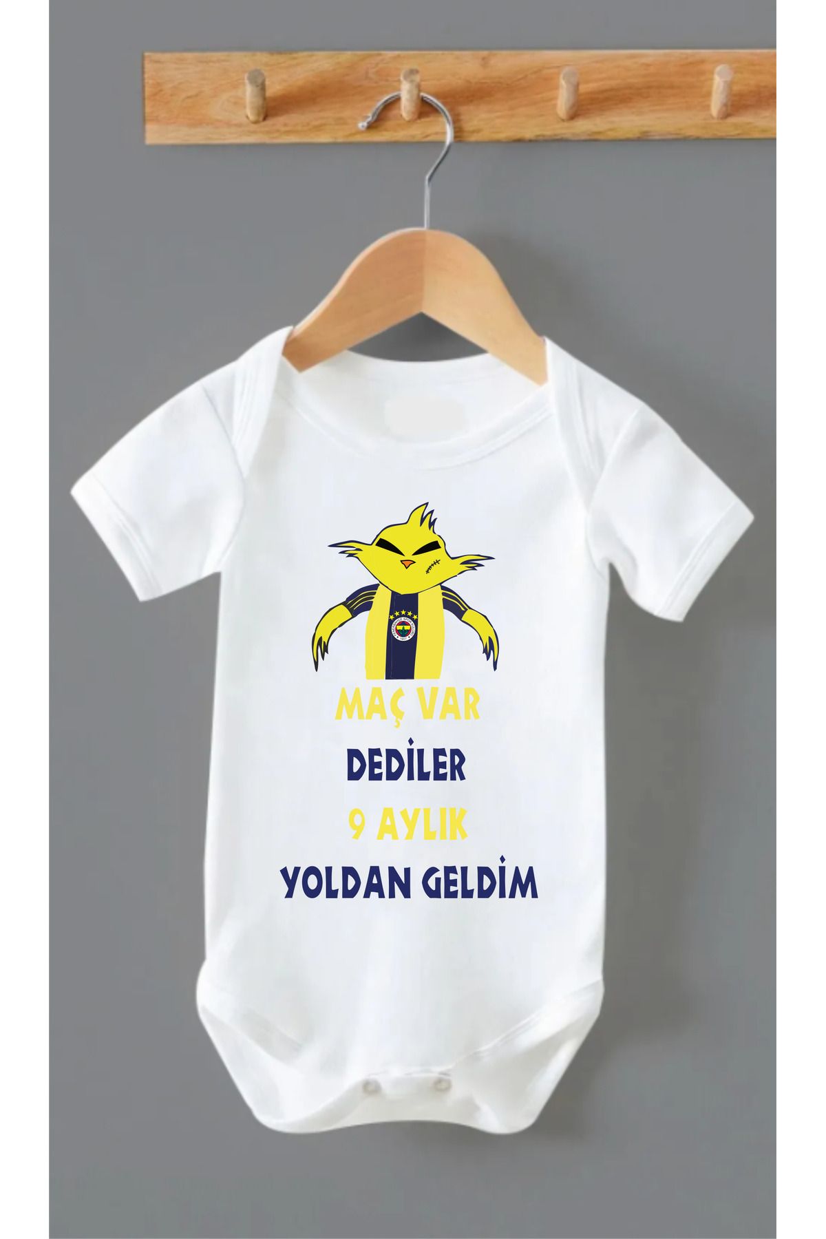 Outdoor One ORGANİK %100 PAMUKLU 9 AYLIK YOLDAN GELDİM F BASKILI Bebek Body